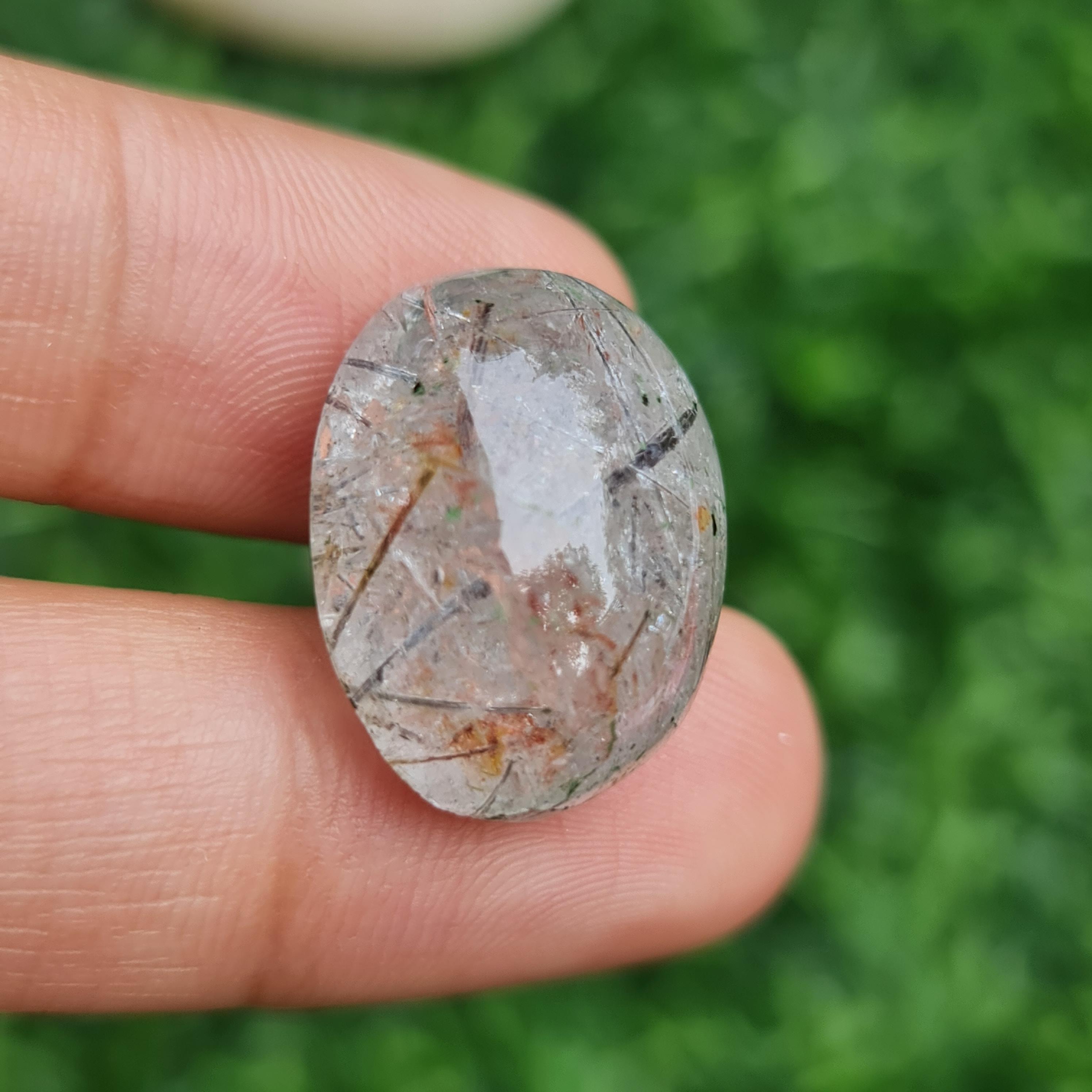 โป่งข่าม ควอตซ์ Rutilated Quartz 25.40 กะรัต Cts. พลอยแท้ อัญมณีมงคลประจําวันเกิด เครื่องประดับพลอย