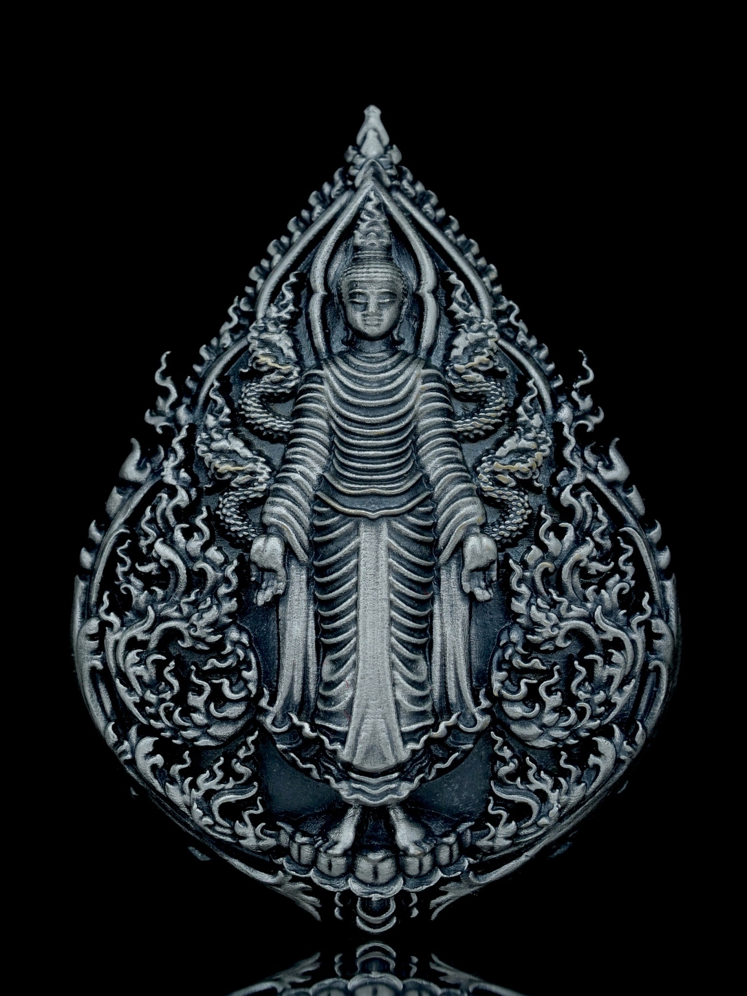 พระพุทธประทานพร รุ่น พุทธบารมี รหัส11 เนื้อบรอนซ์ชุบเงินซาติน องค์ลงยาจีวร