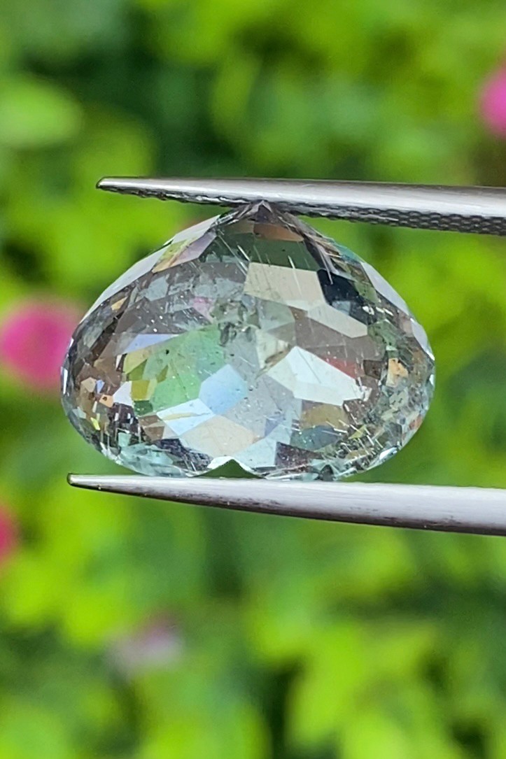 พลอย อความารีน Aquamarine 7.63 กะรัต (Cts.) พลอยแท้ อัญมณีมงคลประจําวันเกิด เครื่องประดับพลอย