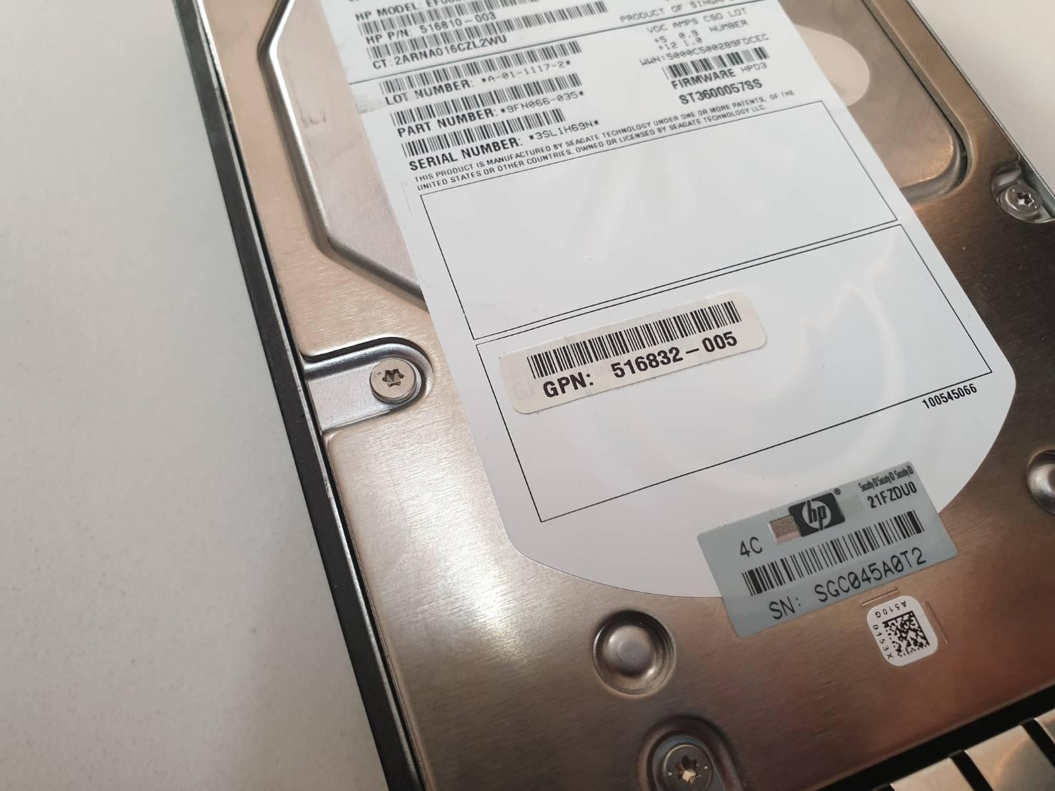 HP SAS 600 GB 15k 516810-003 with Tray