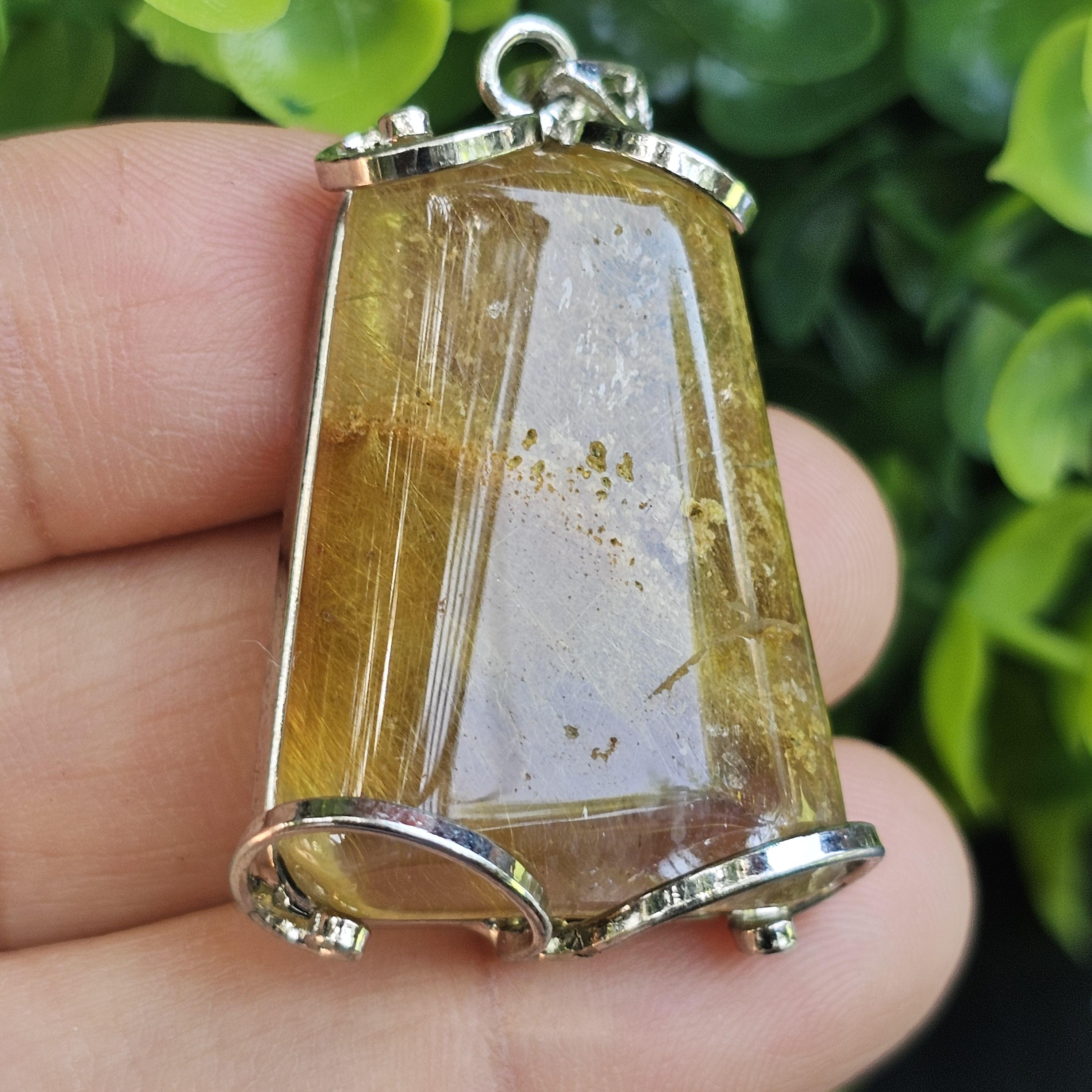 จี้ไหมทอง (Golden Rutilated Quartz) 13.42 กรัม g.พลอยแท้ อัญมณีมงคลประจําวันเกิด เครื่องประดับพลอย
