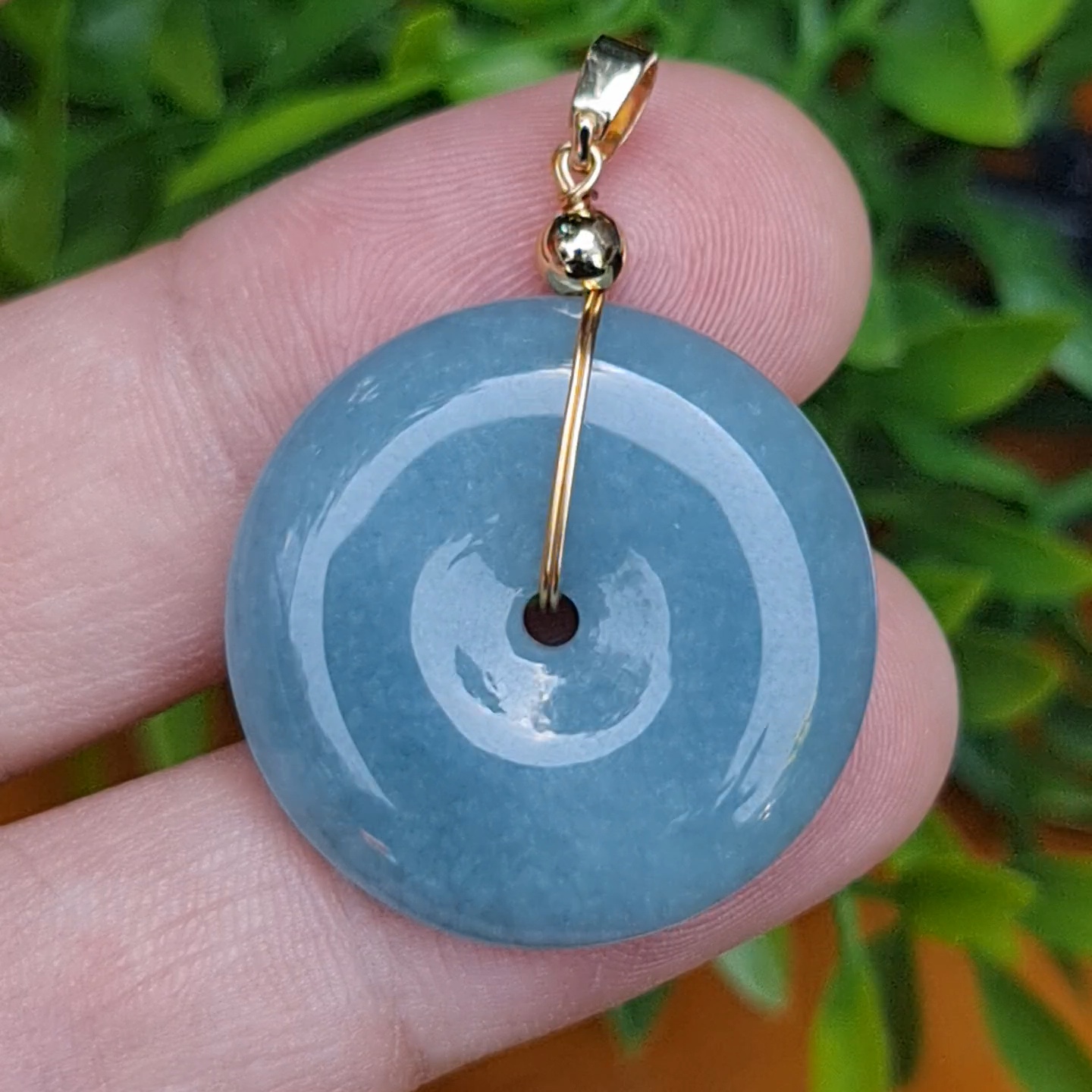 หยก จี้โดนัทหยก 45.15 Cts. (ฺBi Disc Jade) หยกแท้ อัญมณีมงคลประจําวันเกิด เครื่องประดับพลอย