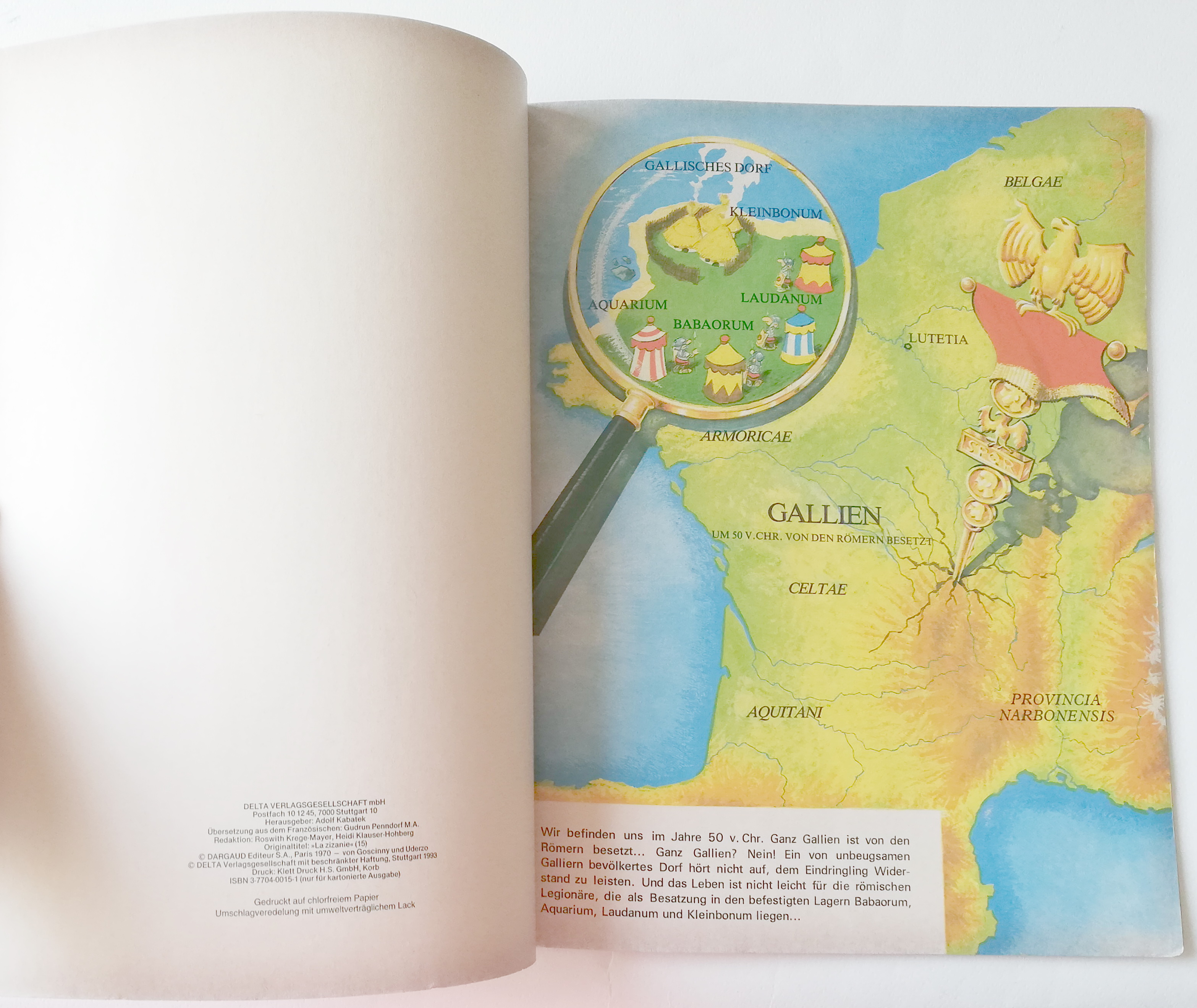 หนังสือการ์ตูนภาษาเยอรมัน Dargaud prasentiert: GROSSER ASTERIX-BAND XV Asterix DM 7,20 S 52, - Streitum ZEICHNUNGEN: UDERZO TE FA Jelta DELTA VERLAG GMBH STUTTGART EHAPA VERLAG GMBH STUTTGART WERTREE