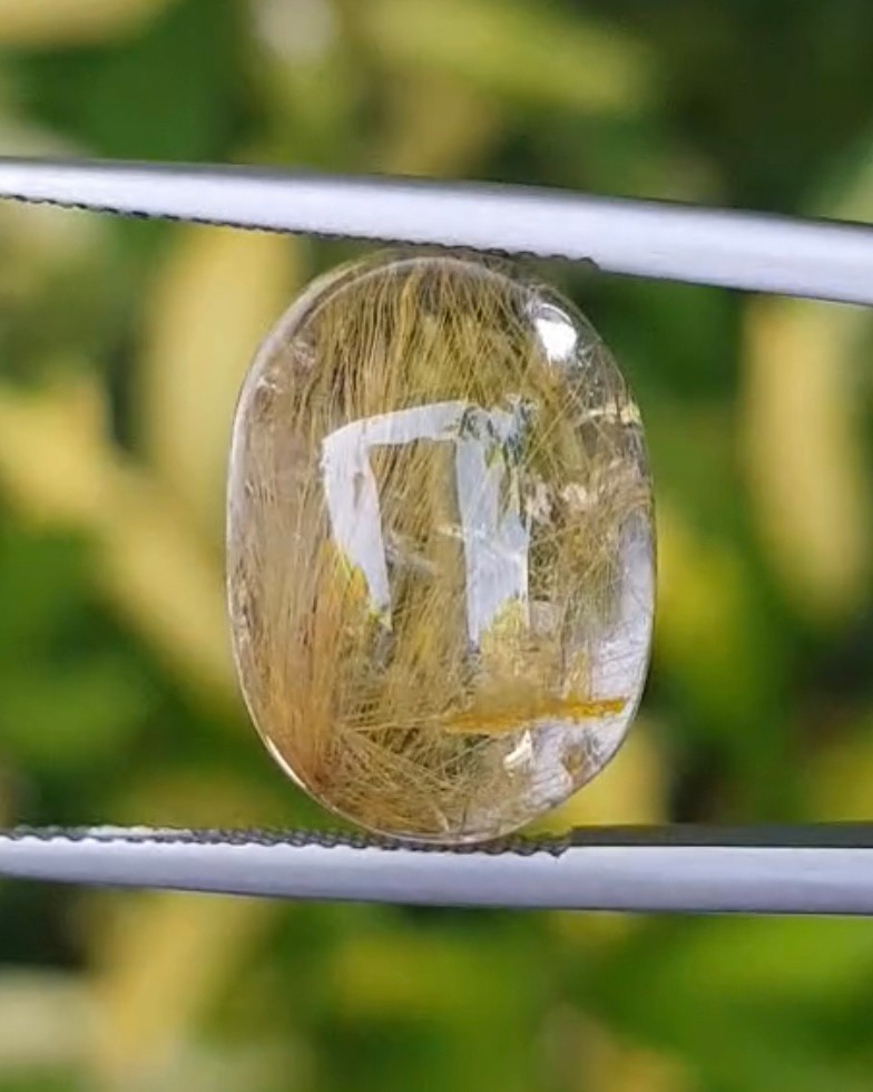 ไหมทอง ควอตซ์ Golden Rutilated Quartz 16.62 กะรัต Cts.พลอยแท้ อัญมณีมงคลประจําวันเกิด เครื่องประดับพลอย