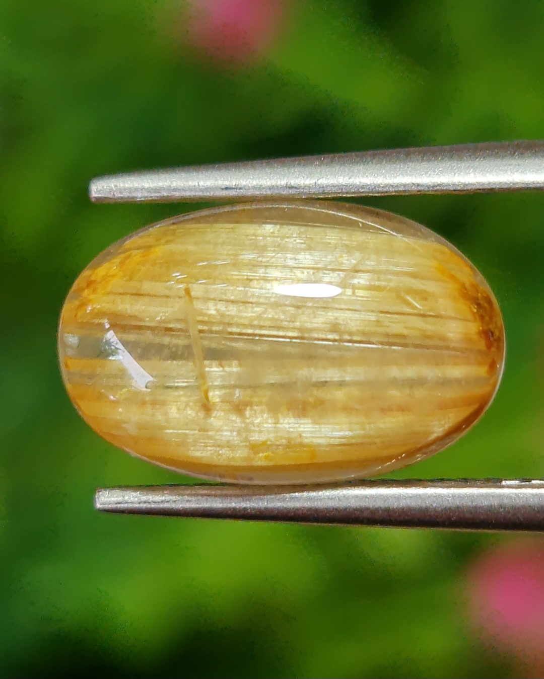 ตาแมว ไหมทอง ควอตซ์ Cat eye Golden Rutilated Quartz 5.18 กะรัต Cts.พลอยแท้ อัญมณีมงคลประจําวันเกิด เครื่องประดับพลอย