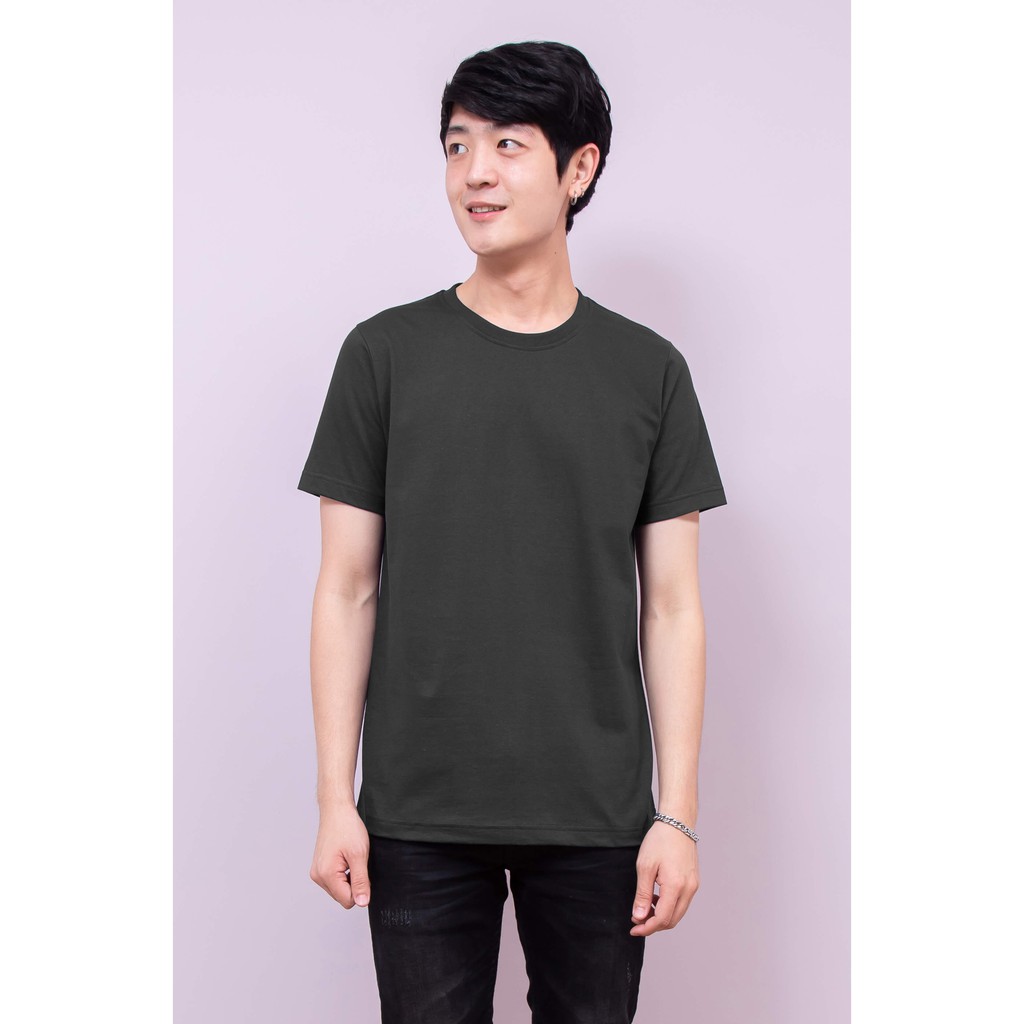 เสื้อยืด OV101 คอกลม ผ้าCotton100% 32 เนื้อนุ่ม ใส่สบาย สีเทาเข้ม