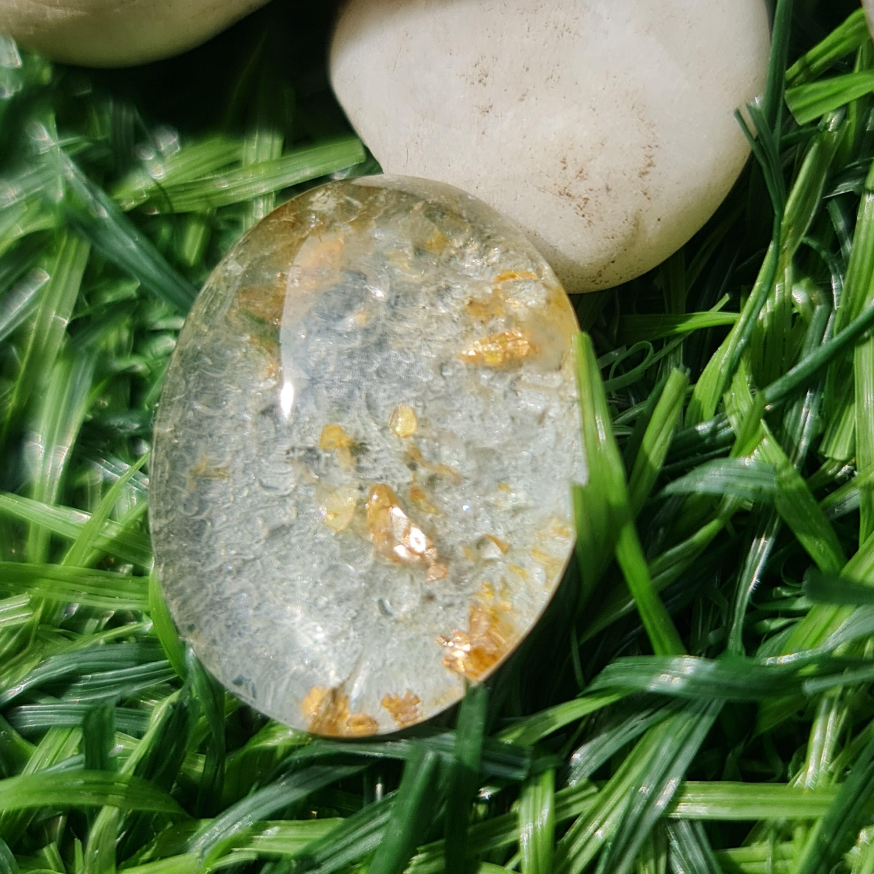 โป่งข่าม ควอตซ์ Rutilated Quartz 27.17 กะรัต Cts. พลอยแท้ อัญมณีมงคลประจําวันเกิด เครื่องประดับพลอย