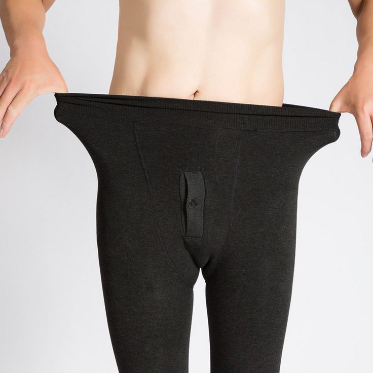 กางเกงเลกกิ้งผู้ชาย กันหนาวติดลบ ซับกำมะหยี่สีดำ (10150MM)