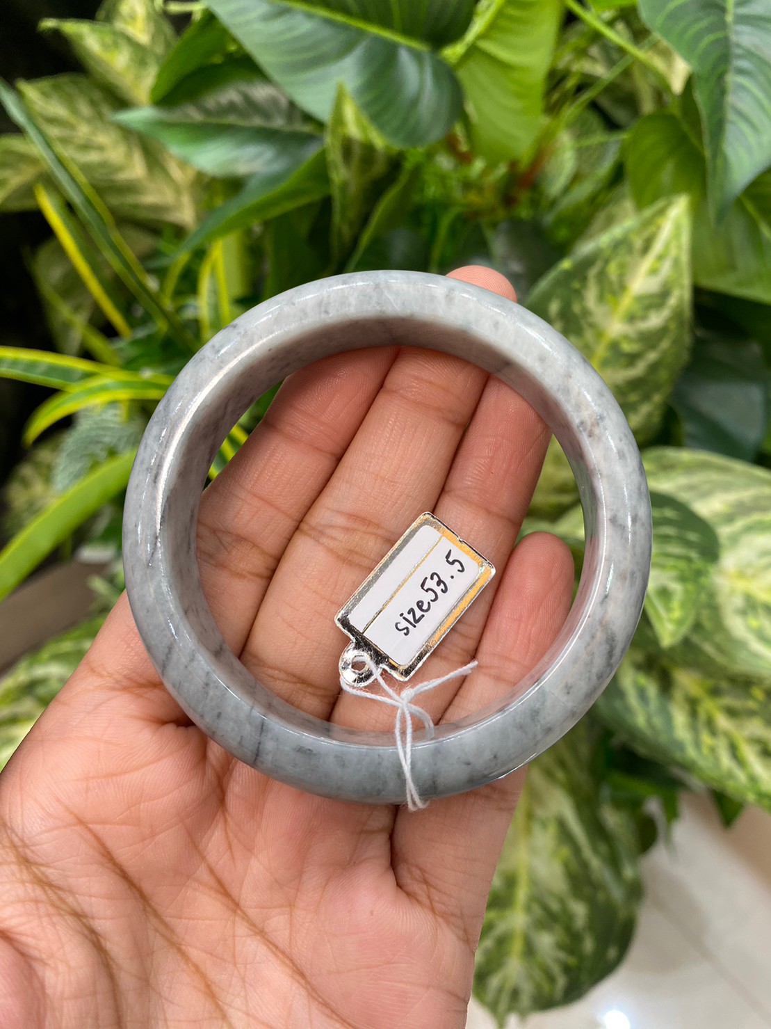 JB9005 หยก พม่า แท้ Jade กำไลหยก 53.5 มม. (Jadeite bracelet) พม่า (Myanmar)