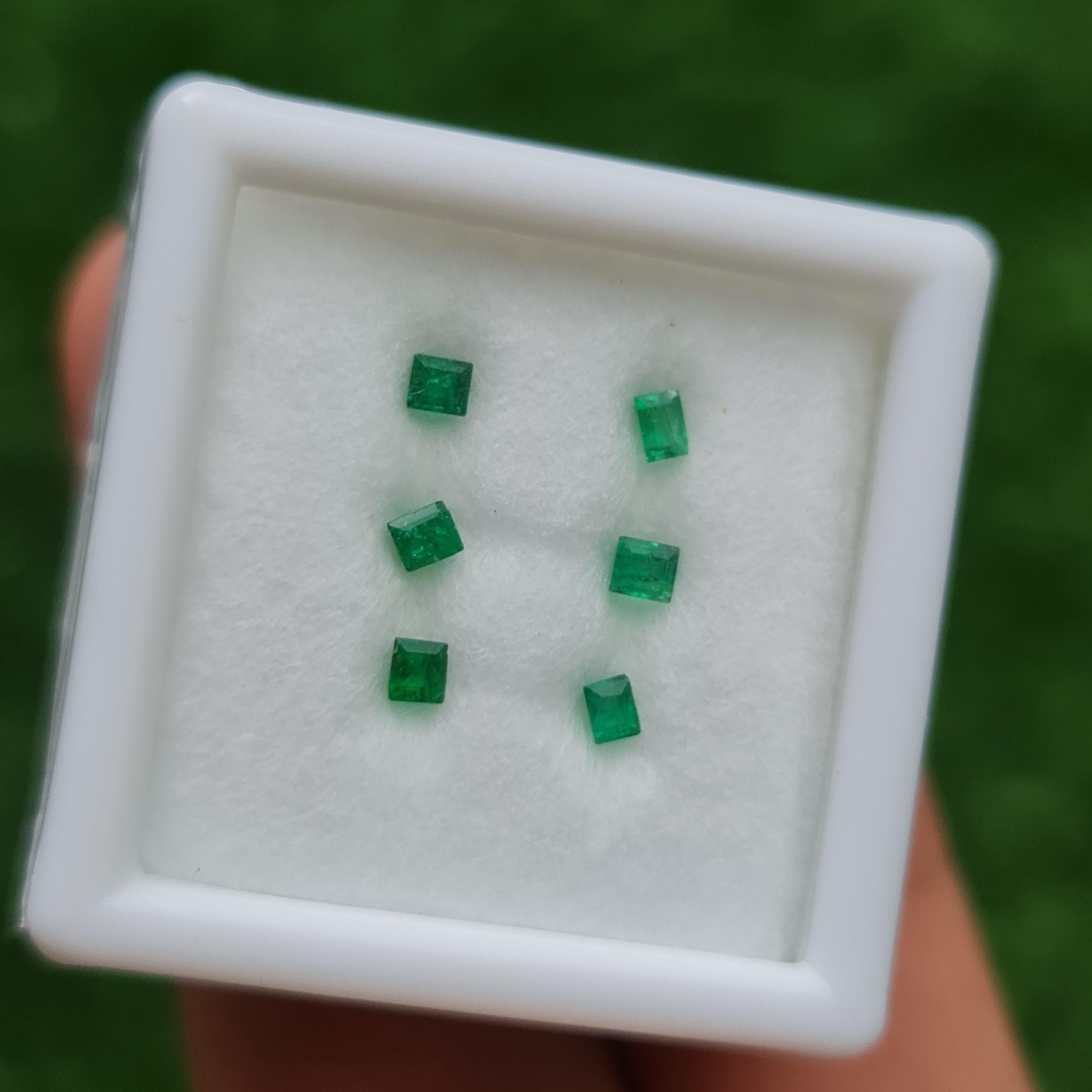 พลอย มรกต Natural Emerald แซมเบีย 0.32 กะรัต (Cts.) 5 เม็ด พลอยแท้ อัญมณีมงคลประจําวันเกิด เครื่องประดับพลอย