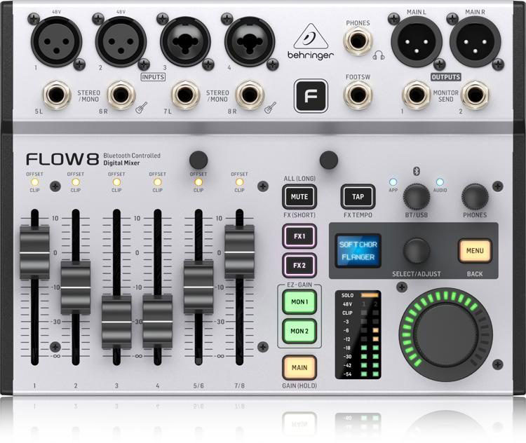 Behringer FLOW 8 ดิจิตอลมิกเซอร์ 8-Input Digital Mixer with Bluetooth Audio and App Control, FX, USB/Audio Interface