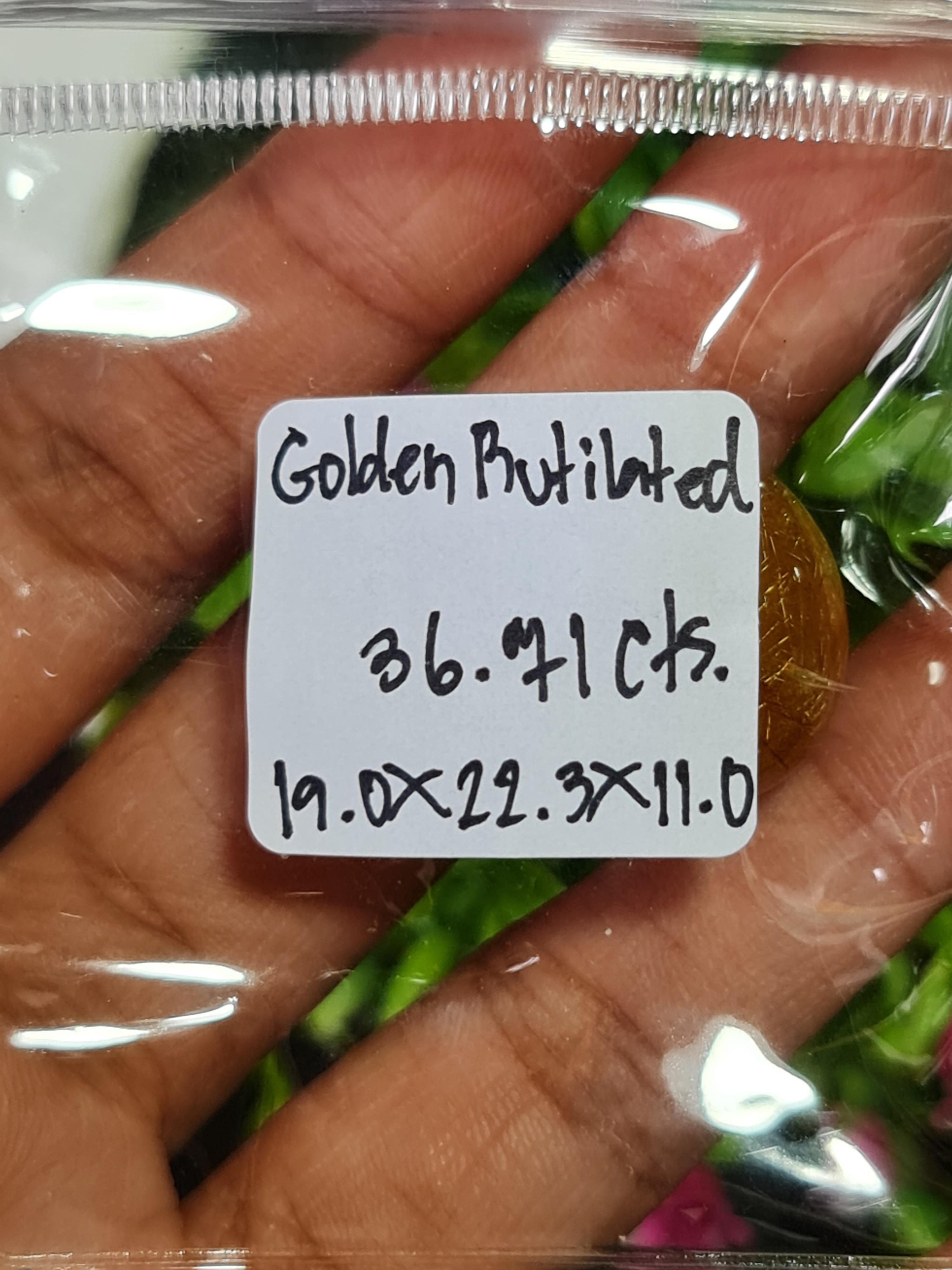 ไหมทอง ควอตซ์ Golden Rutilated Quartz 36.71 กะรัต Cts.พลอยแท้ อัญมณีมงคลประจําวันเกิด เครื่องประดับพลอย