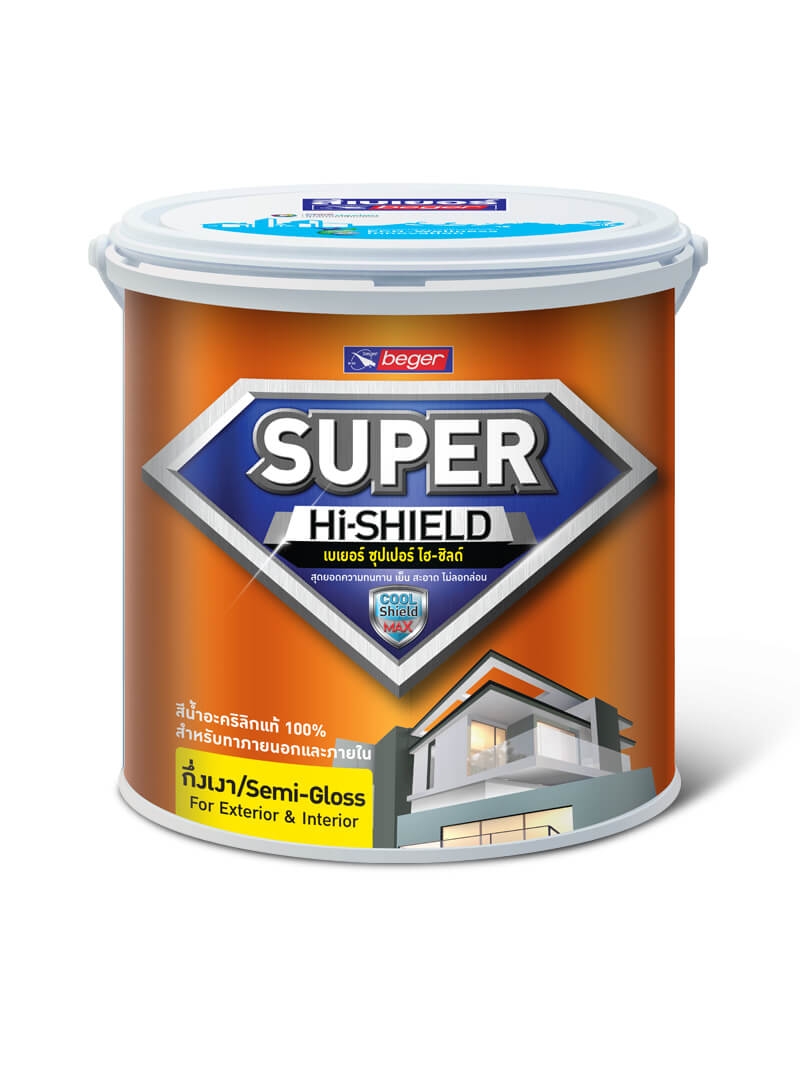 Beger Super Hi-Shield Semi-Gloss Base B สีเบเยอร์ ซุปเปอร์ ไฮ-ชิลด์ กึ่งเงา เบส B (ยังไม่รวมแม่สี) 18.925 ลิตร/5 แกลลอน (Super White)