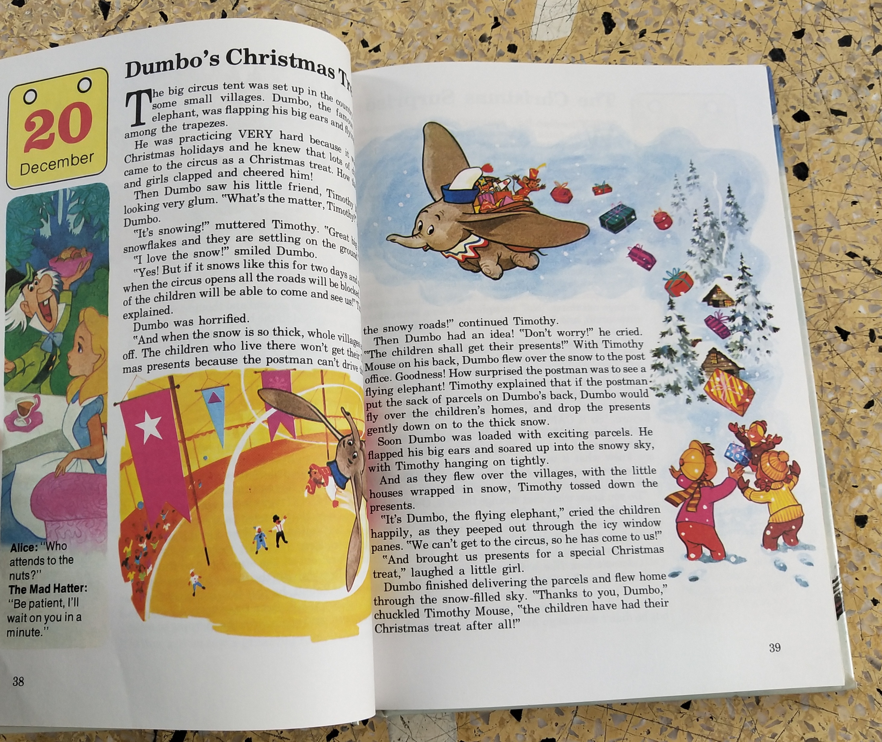 หนังสือภาพการ์ตูนดิสนีย์น่ารัก **หนังสิอเก่า มีตำหนิ โปรดตรวจสอบทุกภาพ ปกแข็ง ฉบับภาษาอังกฤษ เล่าเรื่องราวของทุกวันในฤดูหนาว ผ่านตัวการ์ตูนจากดิสนีย์ Story a Day for every day of the year ,Winter