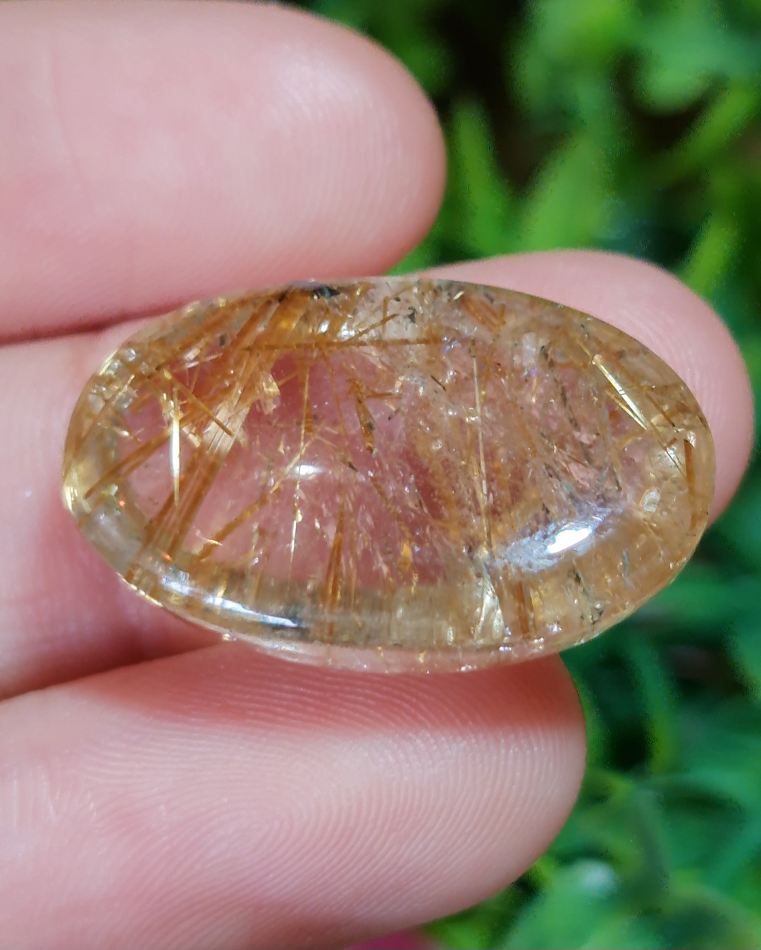 ไหมทอง ควอตซ์ Golden Rutilated Quartz 32.00 กะรัต Cts. พลอยแท้ อัญมณีมงคลประจําวันเกิด เครื่องประดับพลอย