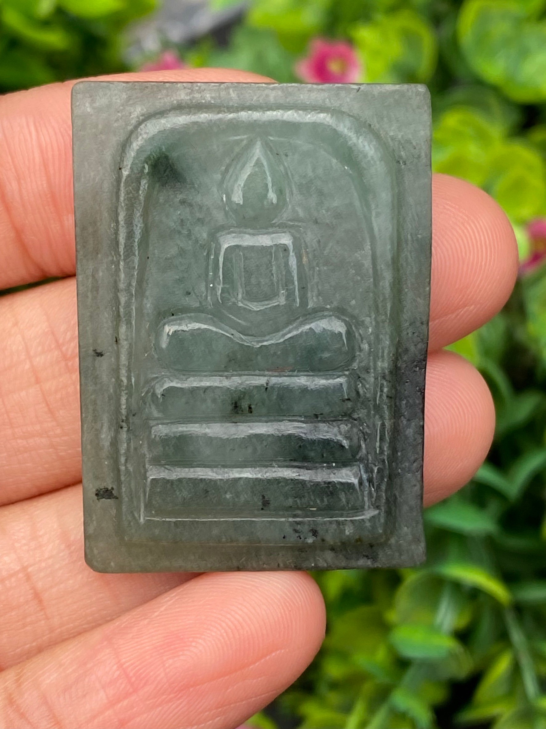 หยก แกะสลัก รูป พระ (Burmese jadeite) 89.51 กะรัต (cts.) หยก พม่า แท้