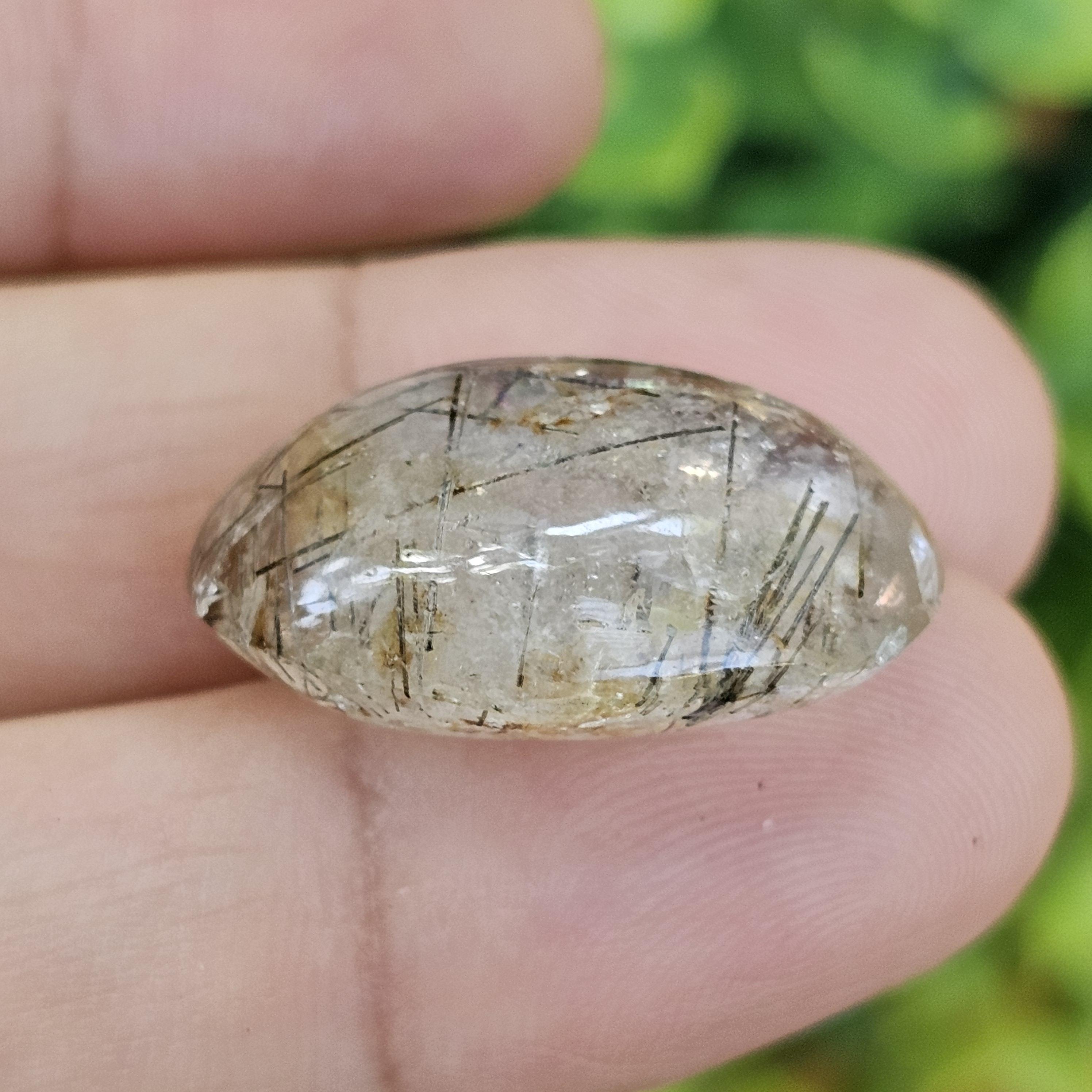 ไหมดำ ควอตซ์ แก้วขนเหล็ก Black Rutilated Quartz 30.87 กะรัต Cts. พลอยแท้ อัญมณีมงคลประจําวันเกิด เครื่องประดับพลอย