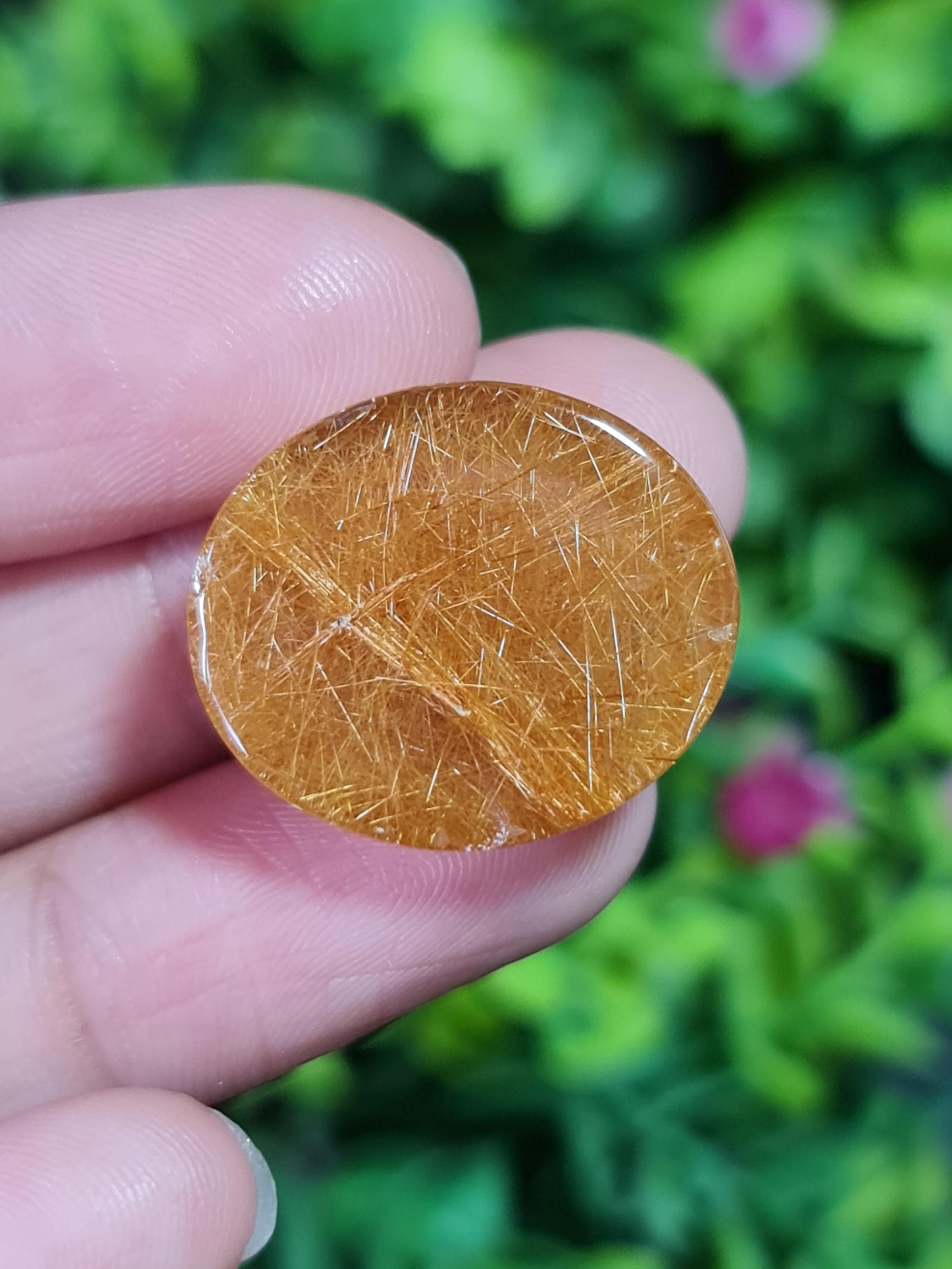 ไหมทอง ควอตซ์ Golden Rutilated Quartz 36.82 กะรัต Cts.พลอยแท้ อัญมณีมงคลประจําวันเกิด เครื่องประดับพลอย