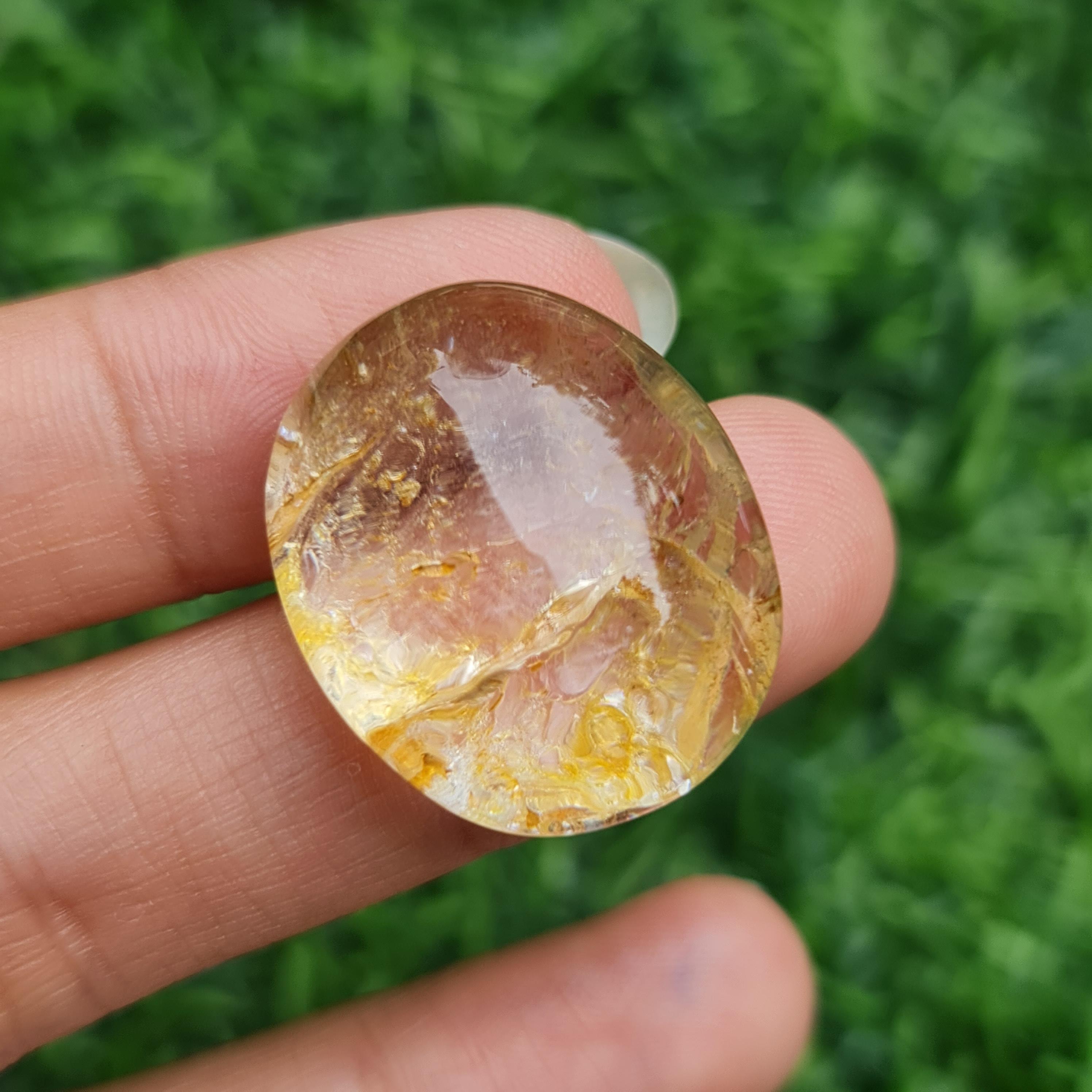 โป่งข่าม ควอตซ์ Rutilated Quartz 49.15 กะรัต Cts. พลอยแท้ อัญมณีมงคลประจําวันเกิด เครื่องประดับพลอย