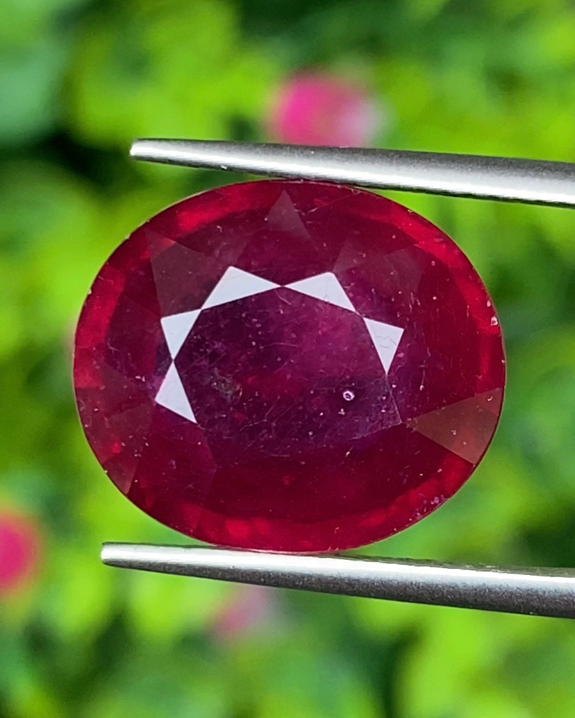 พลอย ทับทิม (Ruby Sapphire) 14.25 กะรัต (Cts.) พลอยแท้ อัญมณีมงคลประจําวันเกิด เครื่องประดับพลอย