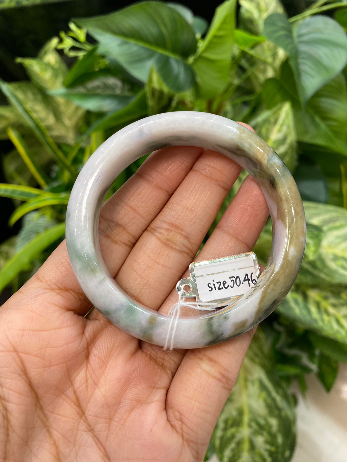 JB9001 หยก พม่า แท้ Jade กำไลหยก 50.46 มม. (Jadeite bracelet) พม่า (Myanmar)