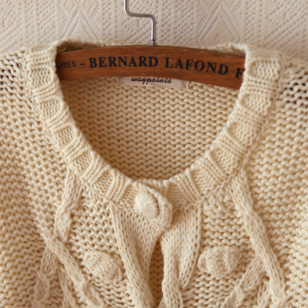 เสื้อคลุมกันหนาววินเทจ ไหมพรมหนานุ่มถักลายนูน (12065LM)