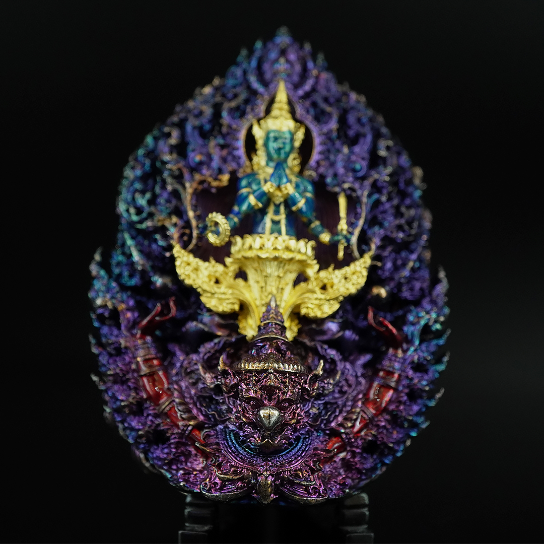 พระพุทธชัยมงคลพัฒน์บารมี เจริญลาภชนะมาร รายการศูนย์จอง เนื้อสัมฤทธิ์ชุบรุ้ง องค์พระชุบทองลงยา