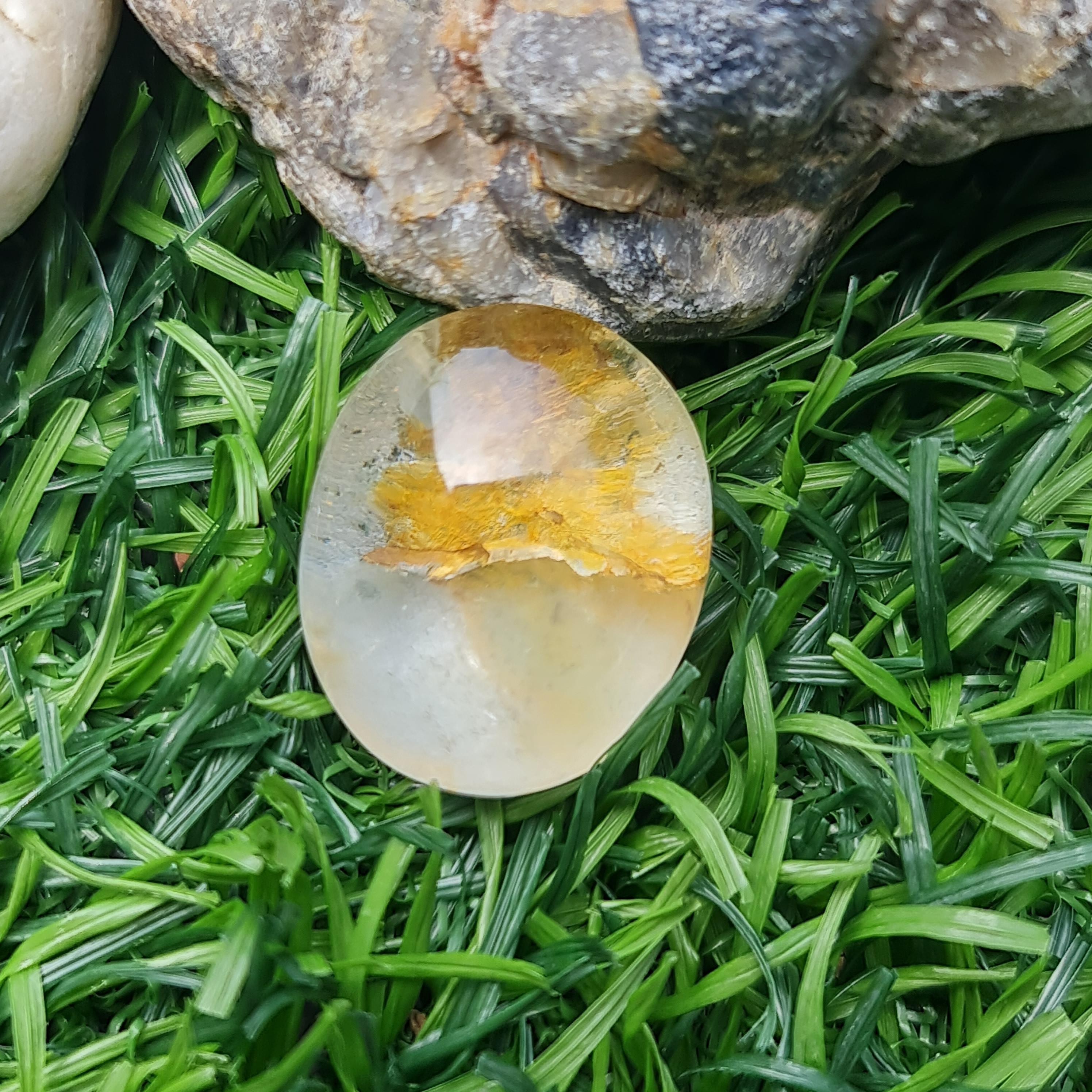 โป่งข่าม ควอตซ์ Rutilated Quartz 31.50 กะรัต Cts. พลอยแท้ อัญมณีมงคลประจําวันเกิด เครื่องประดับพลอย