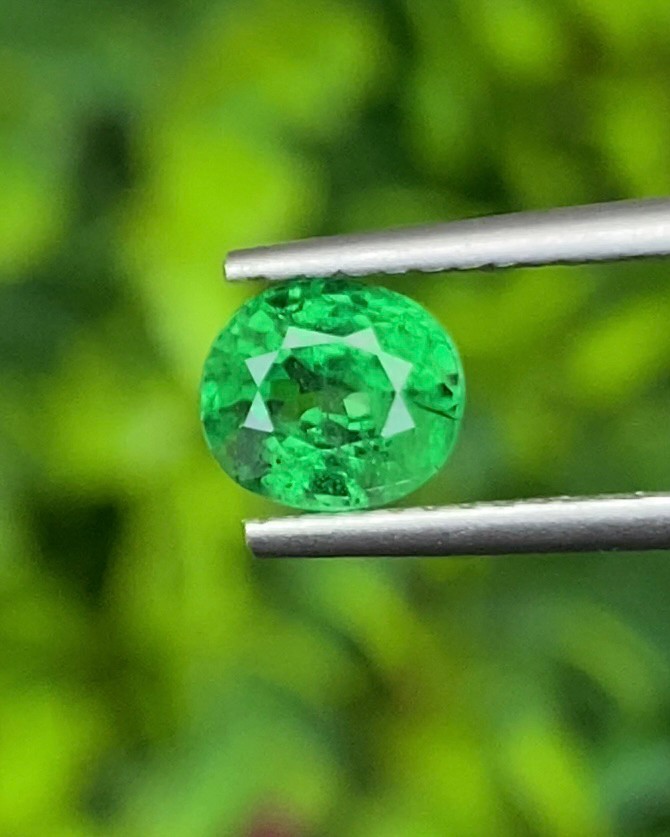 พลอย ซาโวไรท์ Tsavorite Garnet 1.25 กะรัต (Cts.) ดิบ Unheated พลอยแท้ อัญมณีมงคลประจําวันเกิด เครื่องประดับพลอย