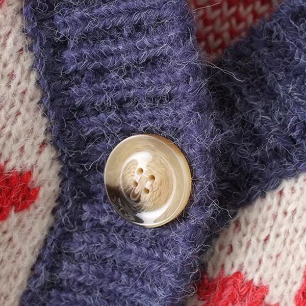 CARDIGAN เสื้อคลุมไหมพรมคอวี ผ้าหนานุ่มถักลายวินเทจ (12270B)