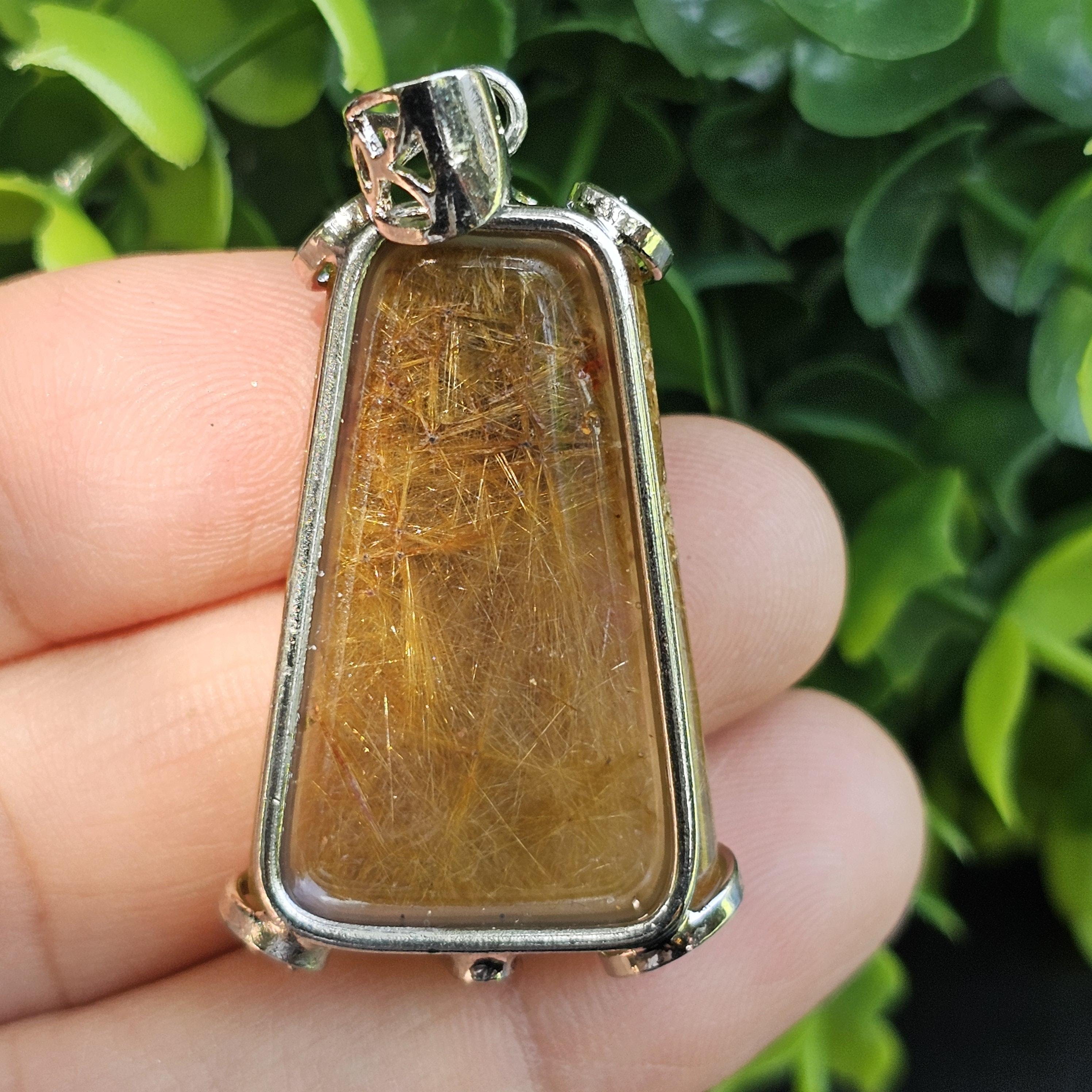 จี้ไหมทอง (Golden Rutilated Quartz) 10.47 กรัม g. พลอยแท้ อัญมณีมงคลประจําวันเกิด เครื่องประดับพลอย
