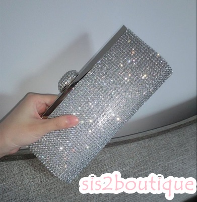 Pre-order กระเป๋าออกงาน Evening Clutch ทรงหรู คริสตัลทั้งใบ พร้อมสายสะพายสั้น/ยาว