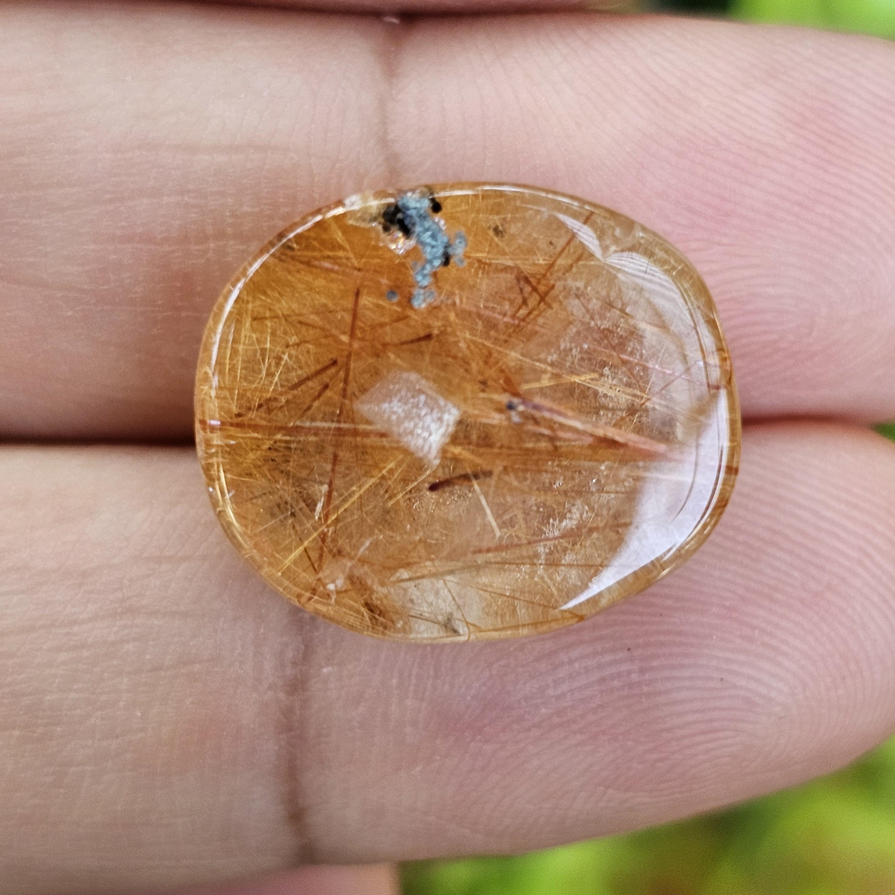 ไหมทอง ควอตซ์ Golden Rutilated Quartz 22.34 กะรัต Cts.พลอยแท้ อัญมณีมงคลประจําวันเกิด เครื่องประดับพลอย