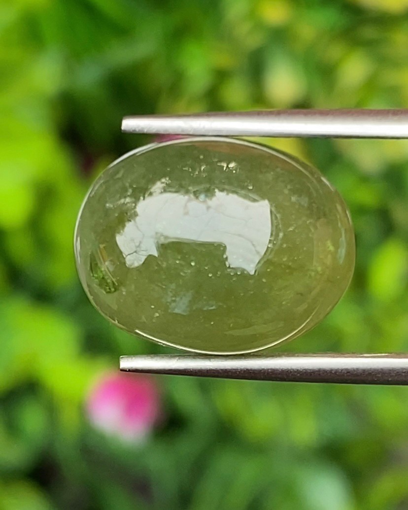 พลอย เขียวส่อง (ฺGreen Sapphire) 12.69 กะรัต (Cts.) พลอยแท้ อัญมณีมงคลประจําวันเกิด เครื่องประดับพลอย