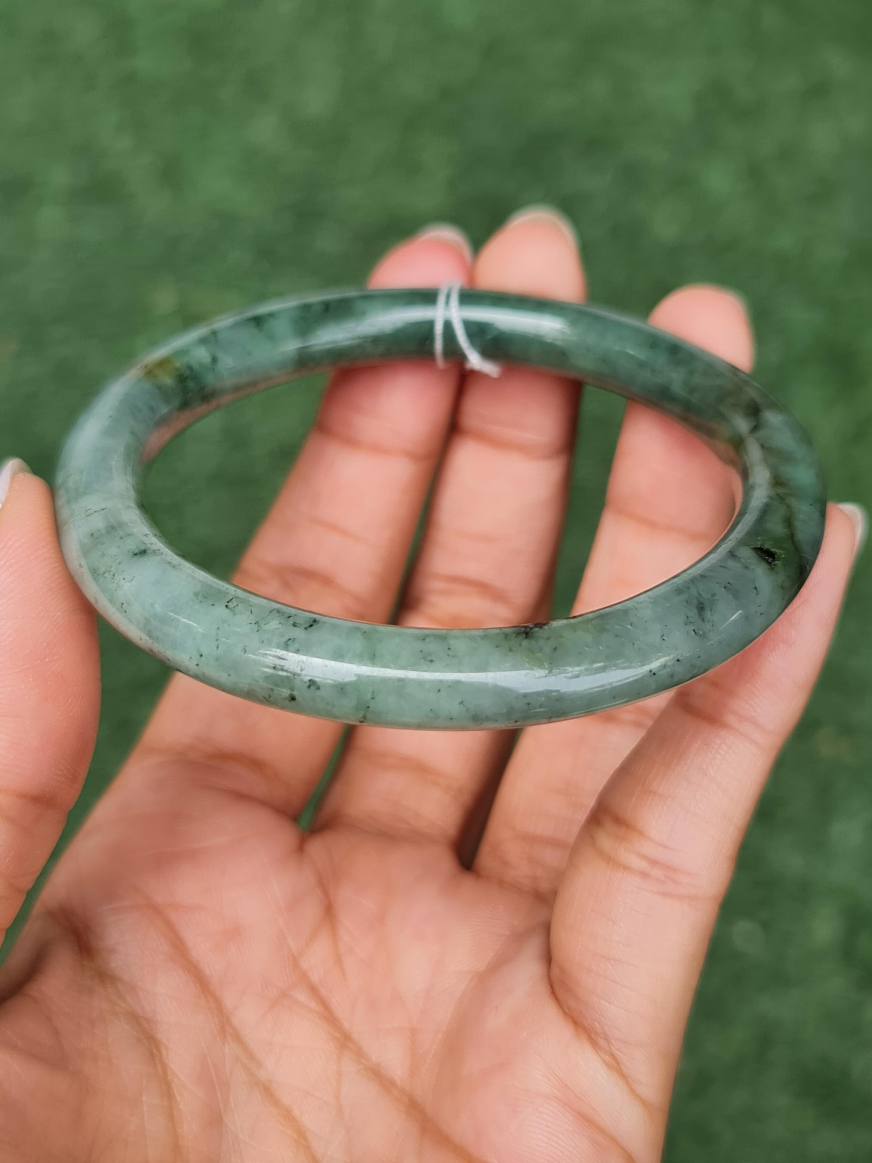 JB0703-017 หยก พม่า แท้ Jade กำไลหยก (Jadeite bracelet) พม่า (Myanmar) 58.9 มม.