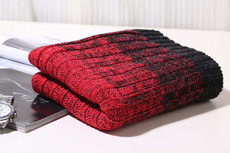 ผ้าพันคอไหมพรมถักลายตัดสี ผืนยาว ใช้ได้ทั้งชายและหญิง (10262MM)