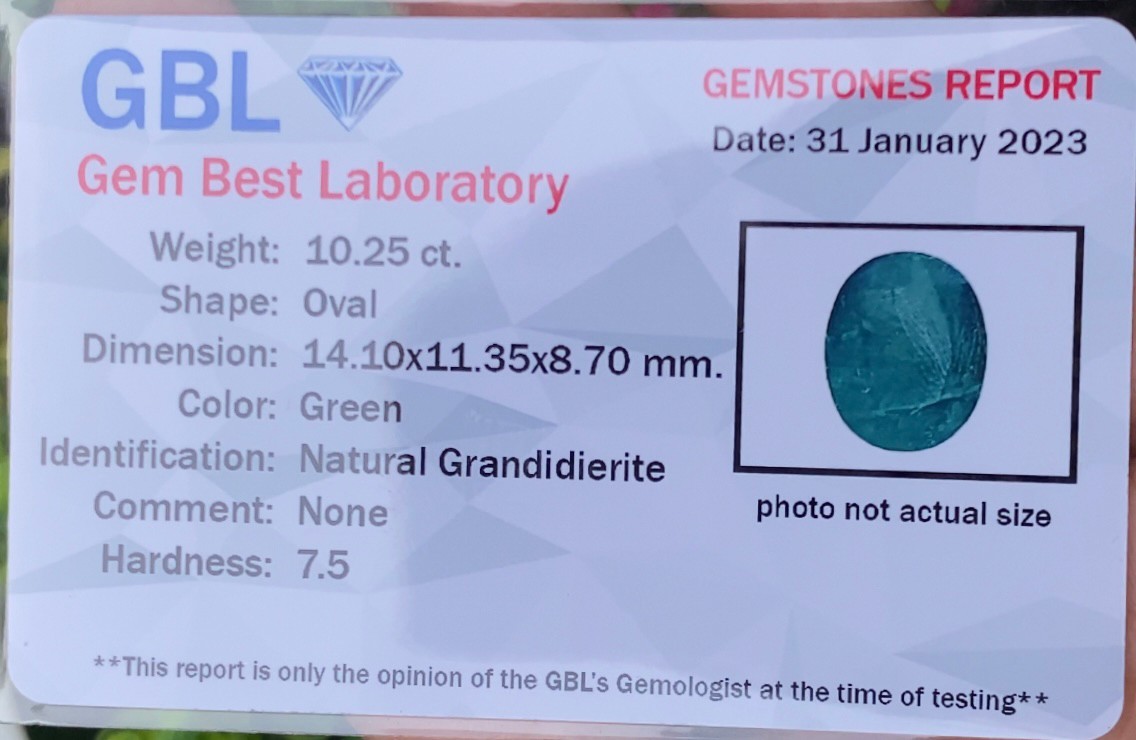 พลอย แกรนดิเดียร์ไรท์ Grandidierite 10.25 กะรัต (Cts.) พร้อมใบเซอร์ พลอยแท้ อัญมณีมงคลประจําวันเกิด เครื่องประดับพลอย
