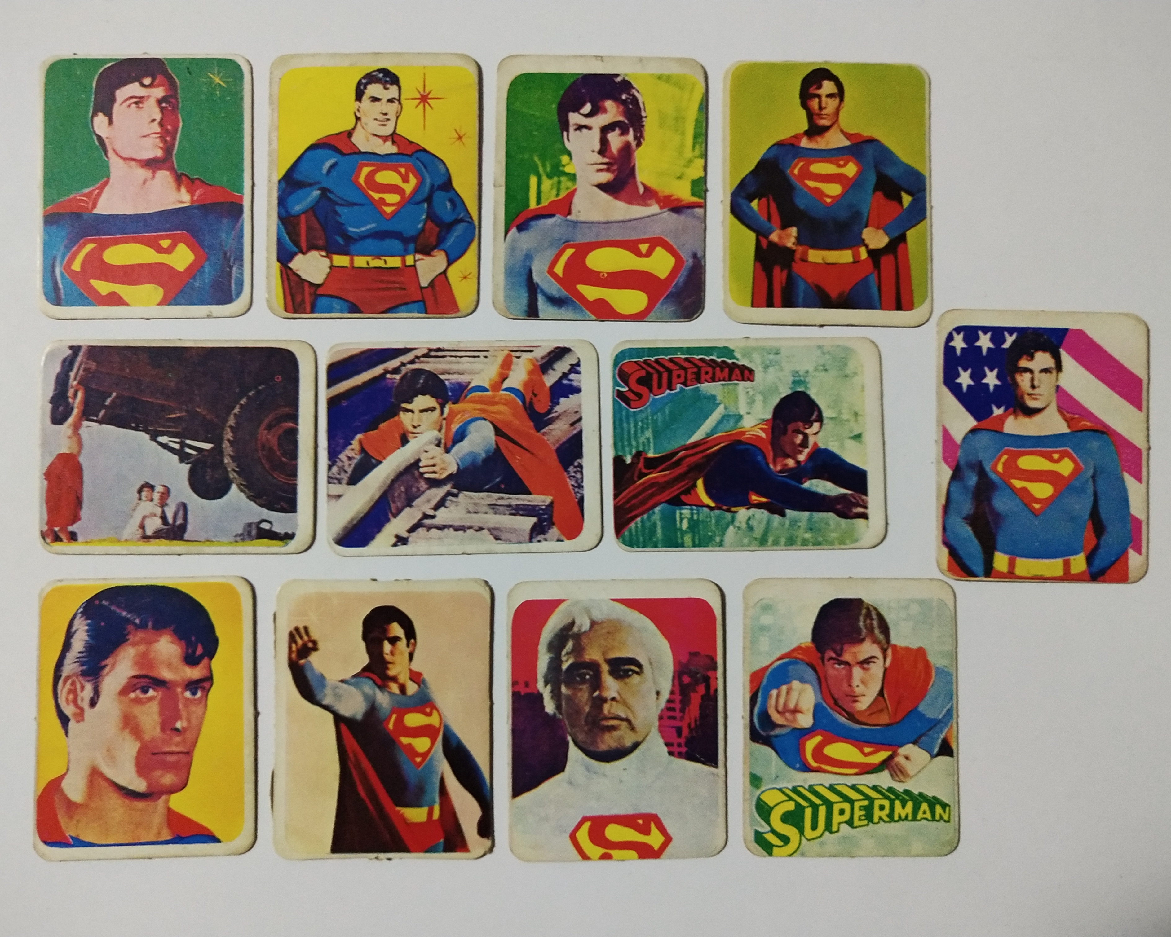 ของสะสม การ์ดกระดาษเก่าลายซูปเปอร์แมน ประมาณปี 2522 จำนวน 12 ใบ Old Superman Card