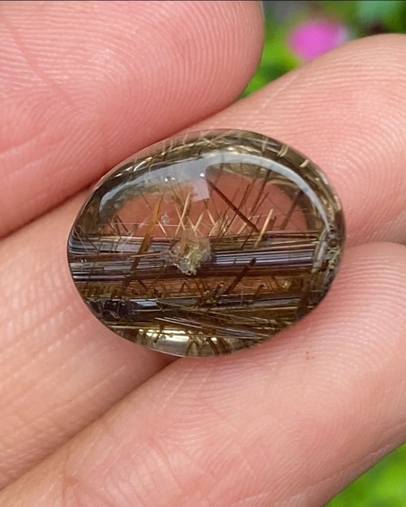 ไหมนาค ไหมจักรพรรดิ์ Rutilated Quartz 17.28 กะรัต Cts.พลอยแท้ อัญมณีมงคลประจําวันเกิด เครื่องประดับพลอย