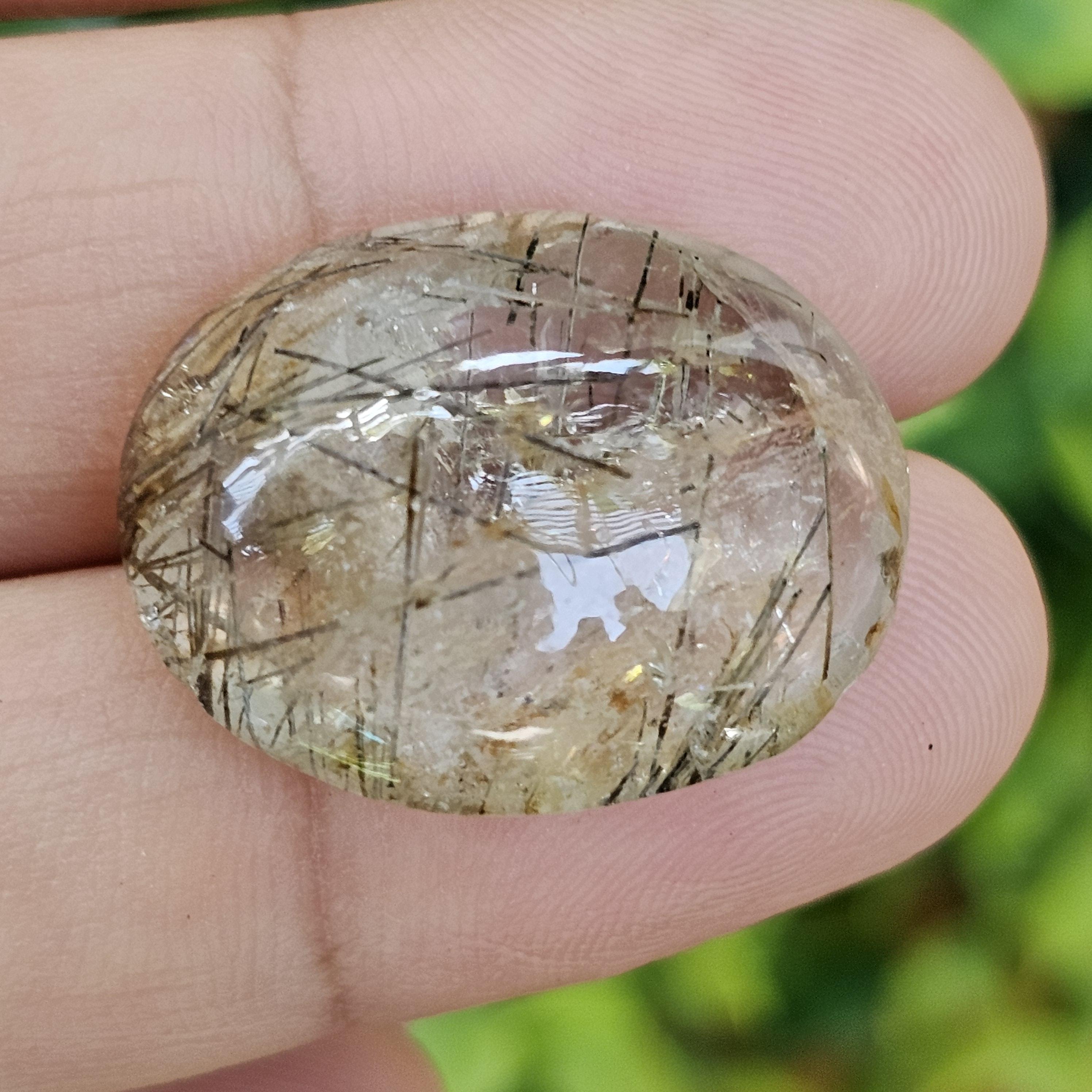 ไหมดำ ควอตซ์ แก้วขนเหล็ก Black Rutilated Quartz 30.87 กะรัต Cts. พลอยแท้ อัญมณีมงคลประจําวันเกิด เครื่องประดับพลอย