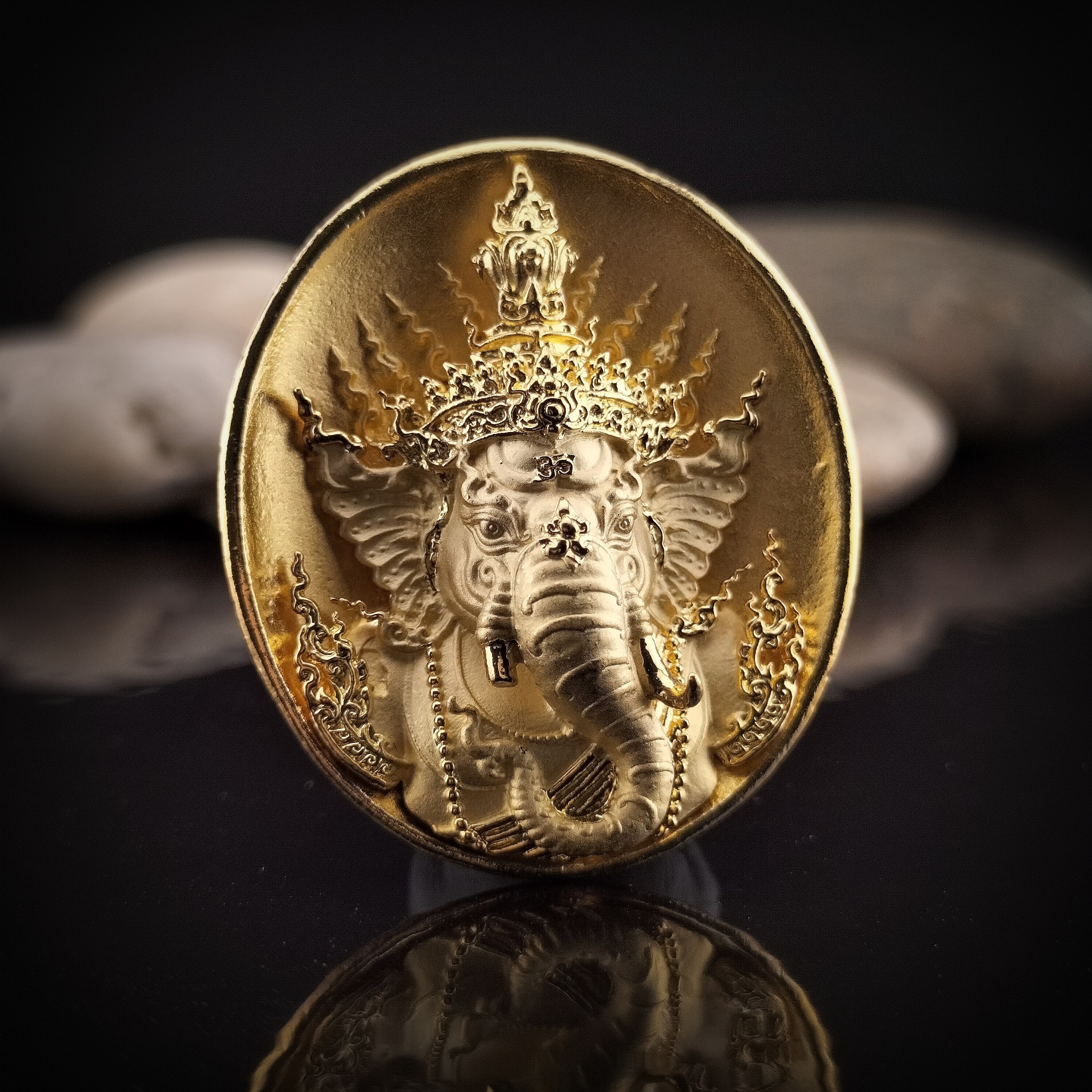 พระพิฆเณศ พรคเณศลิขิต รายการที่ 9 เนื้อสัมฤทธิ์ ชุบทอง