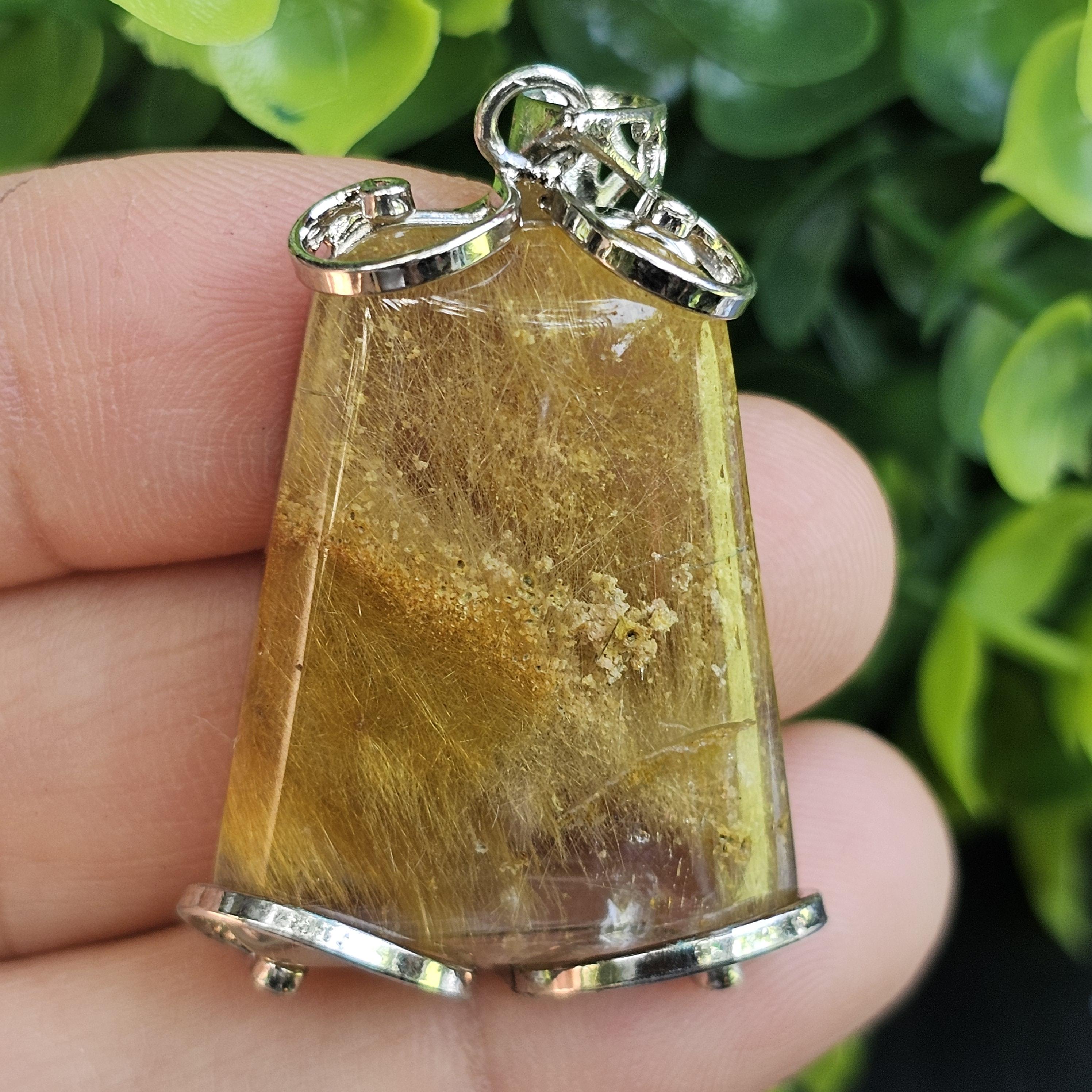 จี้ไหมทอง (Golden Rutilated Quartz) 13.42 กรัม g.พลอยแท้ อัญมณีมงคลประจําวันเกิด เครื่องประดับพลอย