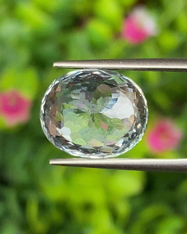 พลอย อความารีน Aquamarine 6.94 กะรัต (Cts.) พลอยแท้ อัญมณีมงคลประจําวันเกิด เครื่องประดับพลอย