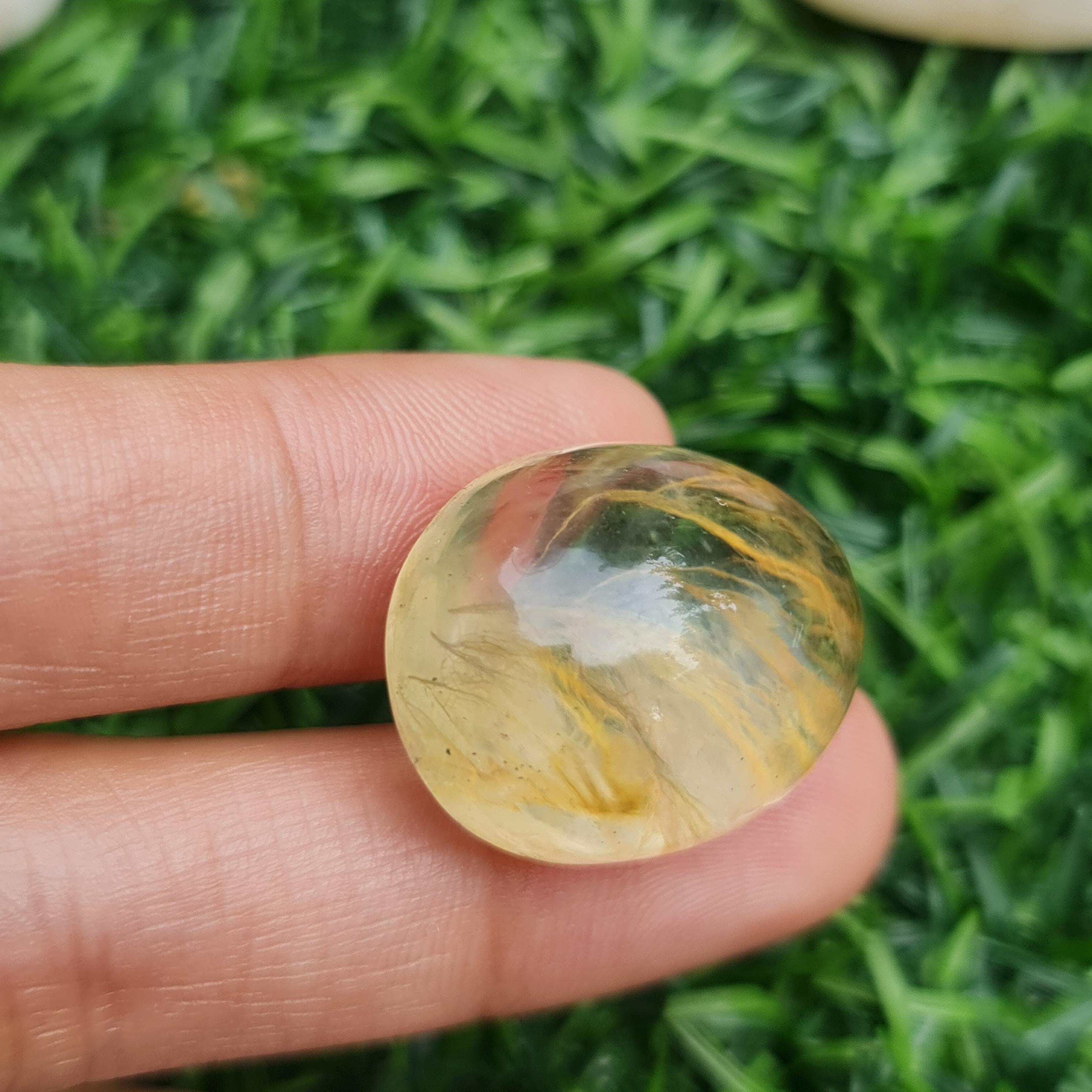 โป่งข่าม ควอตซ์ Rutilated Quartz 50.06 กะรัต Cts. พลอยแท้ อัญมณีมงคลประจําวันเกิด เครื่องประดับพลอย