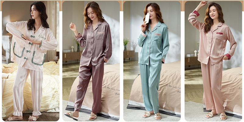 🚩พร้อมส่ง🚩ชุดนอนผ้าซาติน Silk Satin ผ้าไหมซาตินเกรดพรีเมี่ยม ผ้านุ่มลื่นละมุนผิว ใส่สบายไม่ร้อน (CT115)