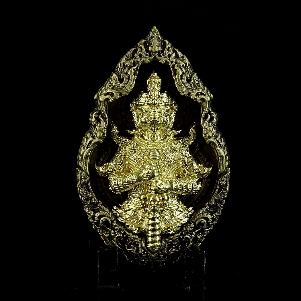 ท้าวเวสสุวรรณวัดสกุณาราม ( วัดนก ) รหัส 1.9 เนื้อทองเหลืองรมซาติน องค์ทองทิพย์