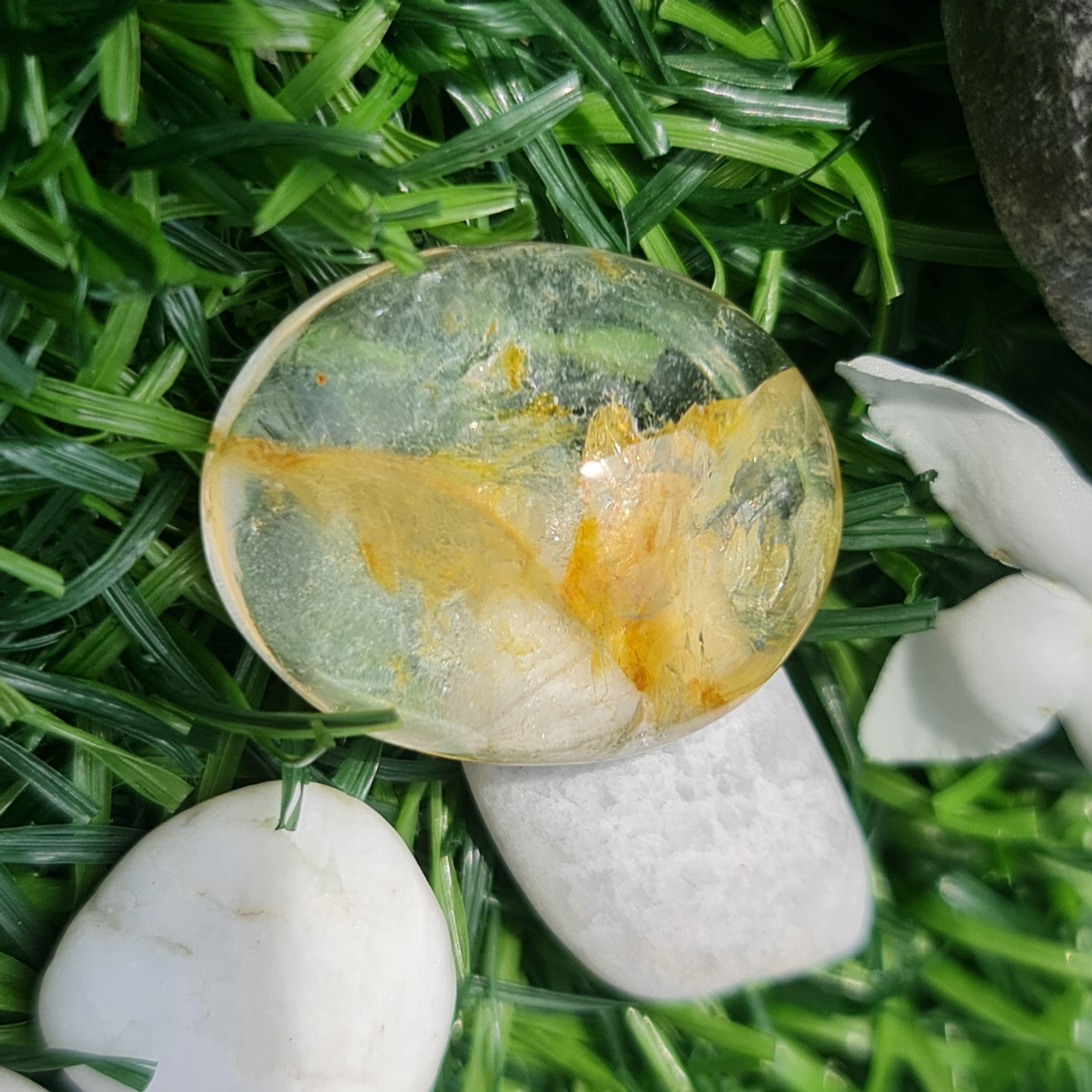 โป่งข่าม ควอตซ์ Rutilated Quartz 31.58 กะรัต Cts. พลอยแท้ อัญมณีมงคลประจําวันเกิด เครื่องประดับพลอย