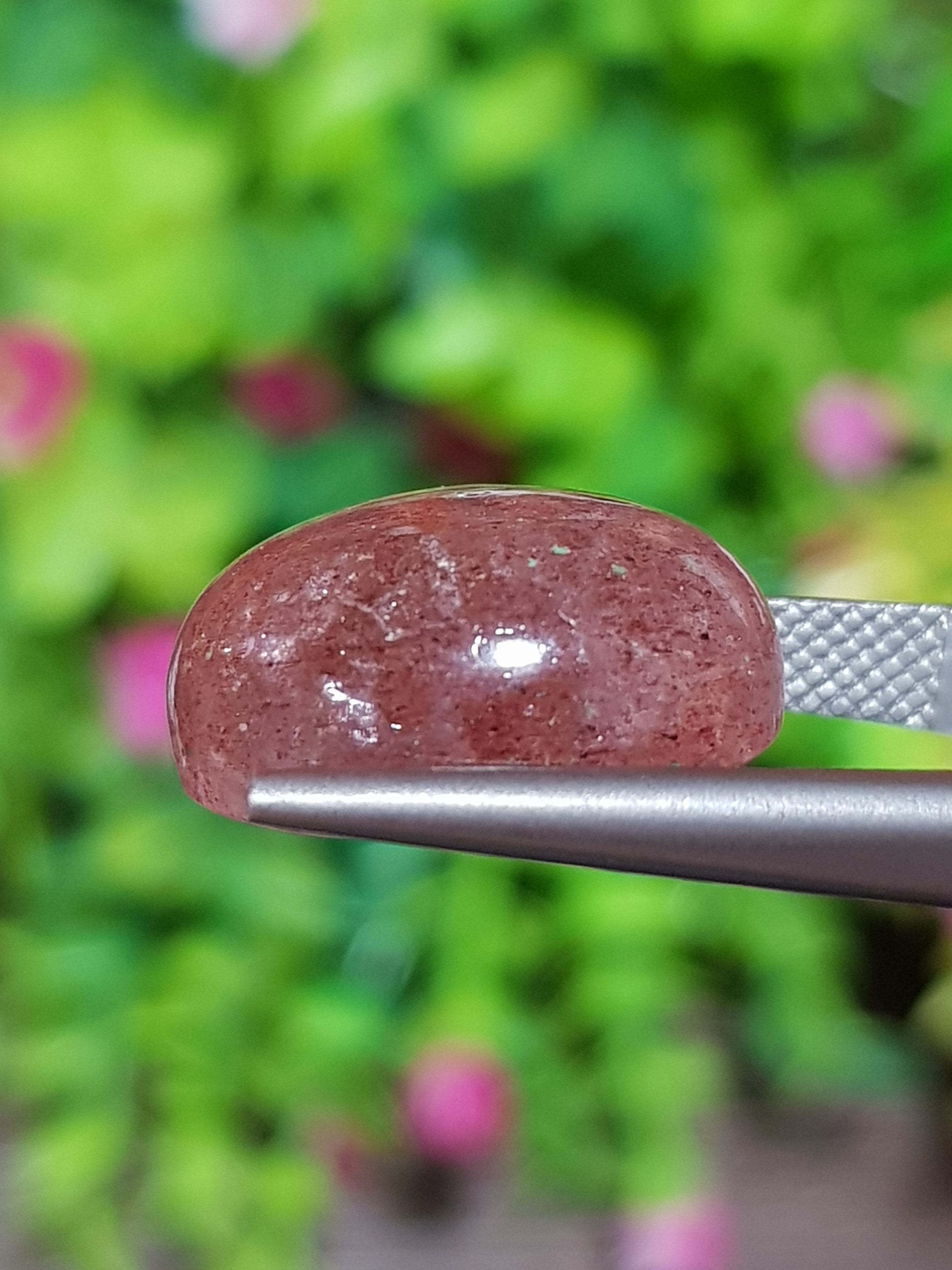 พลอย สตอเบอรี่ ควอตซ์ Strawberry Quartz 11.42 กะรัต (Cts.) พลอยแท้ อัญมณีมงคลประจําวันเกิด เครื่องประดับพลอย