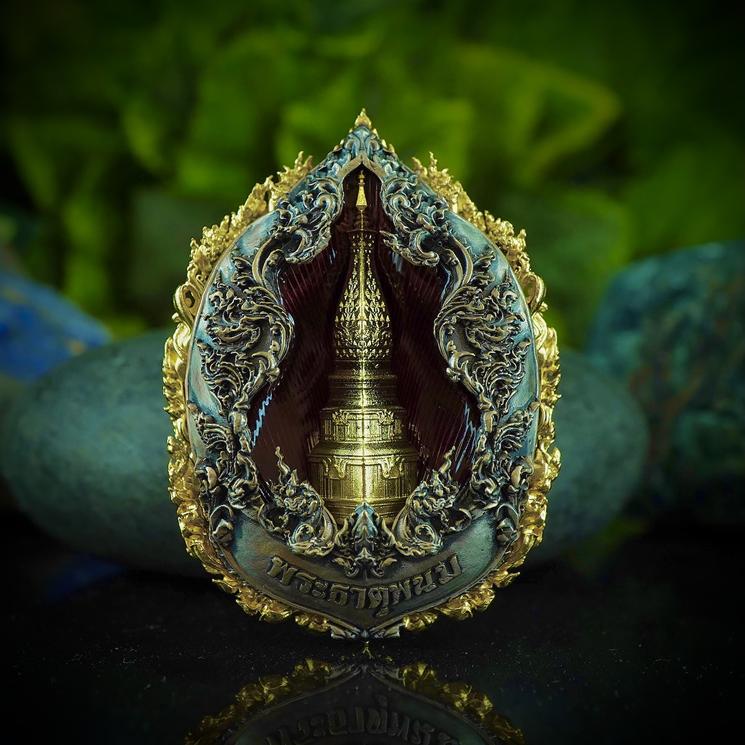 พระยมกปาฎิหาริย์ รายการพิเศษ เนื้อบรอนซ์ชุบทองหลังชุบซาตินลงยาแดง