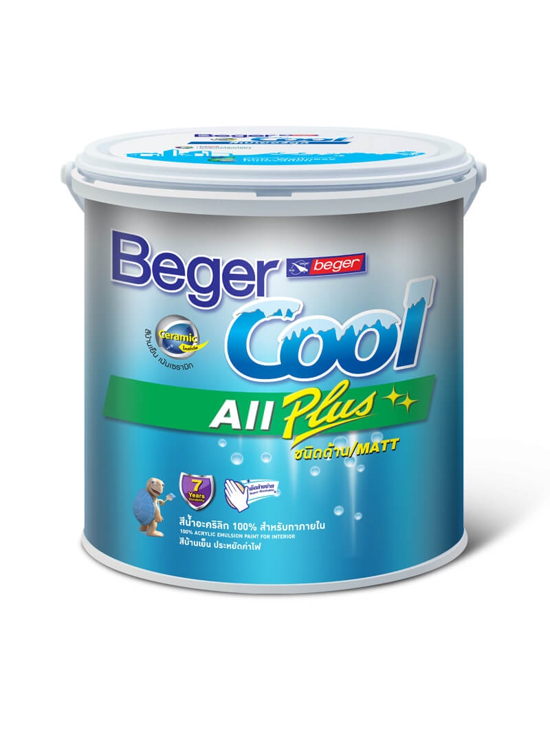 BegerCool All Plus for Interior/Matt เบเยอร์คูล ออลพลัส ทาภายใน เบส ฺฺC (ยังไม่รวมแม่สี) 9ลิตร/2.5 แกลลอน (Super White)